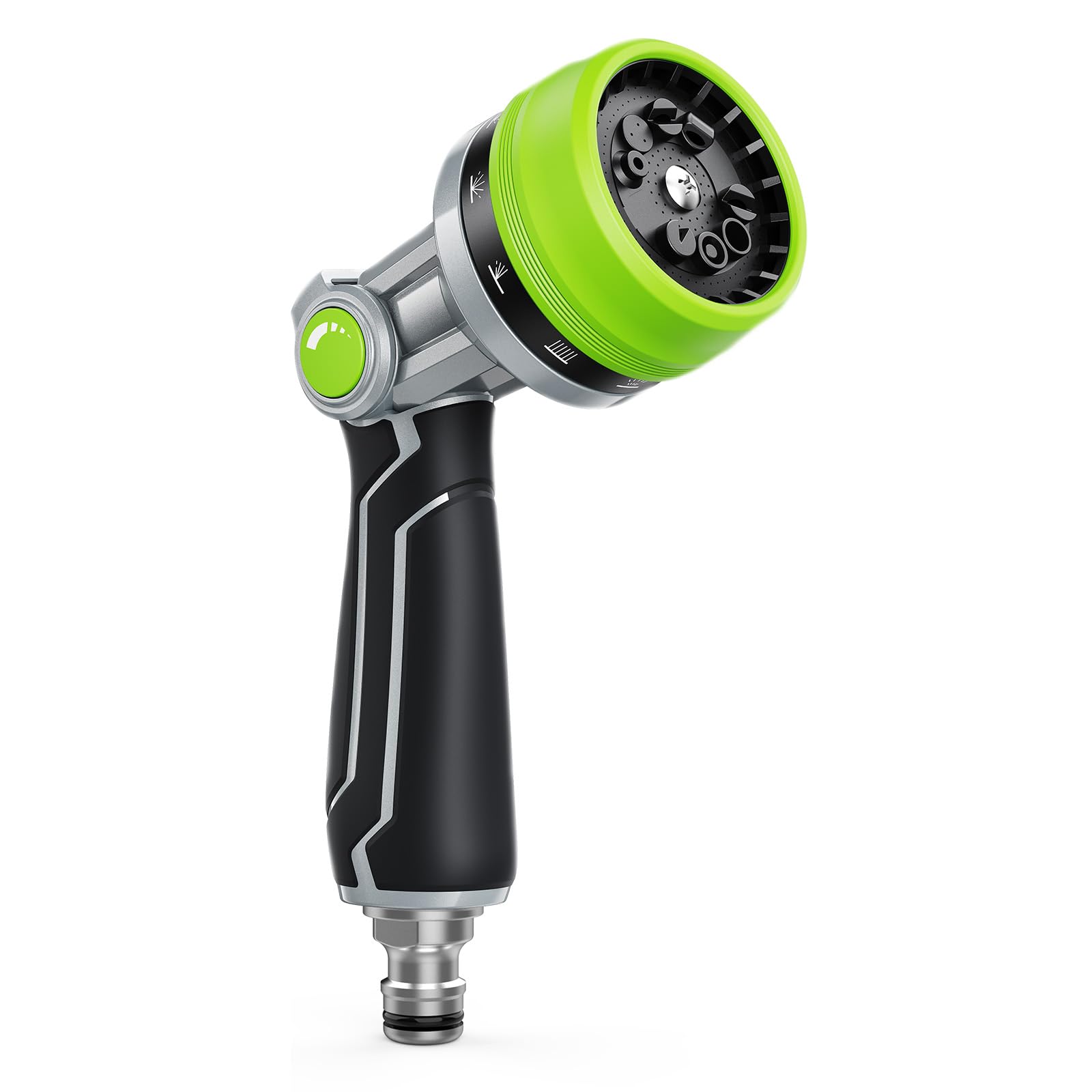 RAINPOINT Hose Pipe Spray Gun, Heavy Duty Metal Garden Hose Spray Gun with 10 Patterns, High Pressure Hose Nozzle with Thumb Flow Control for Watering Plants, Lawns, Cars and Pets Washing, Green