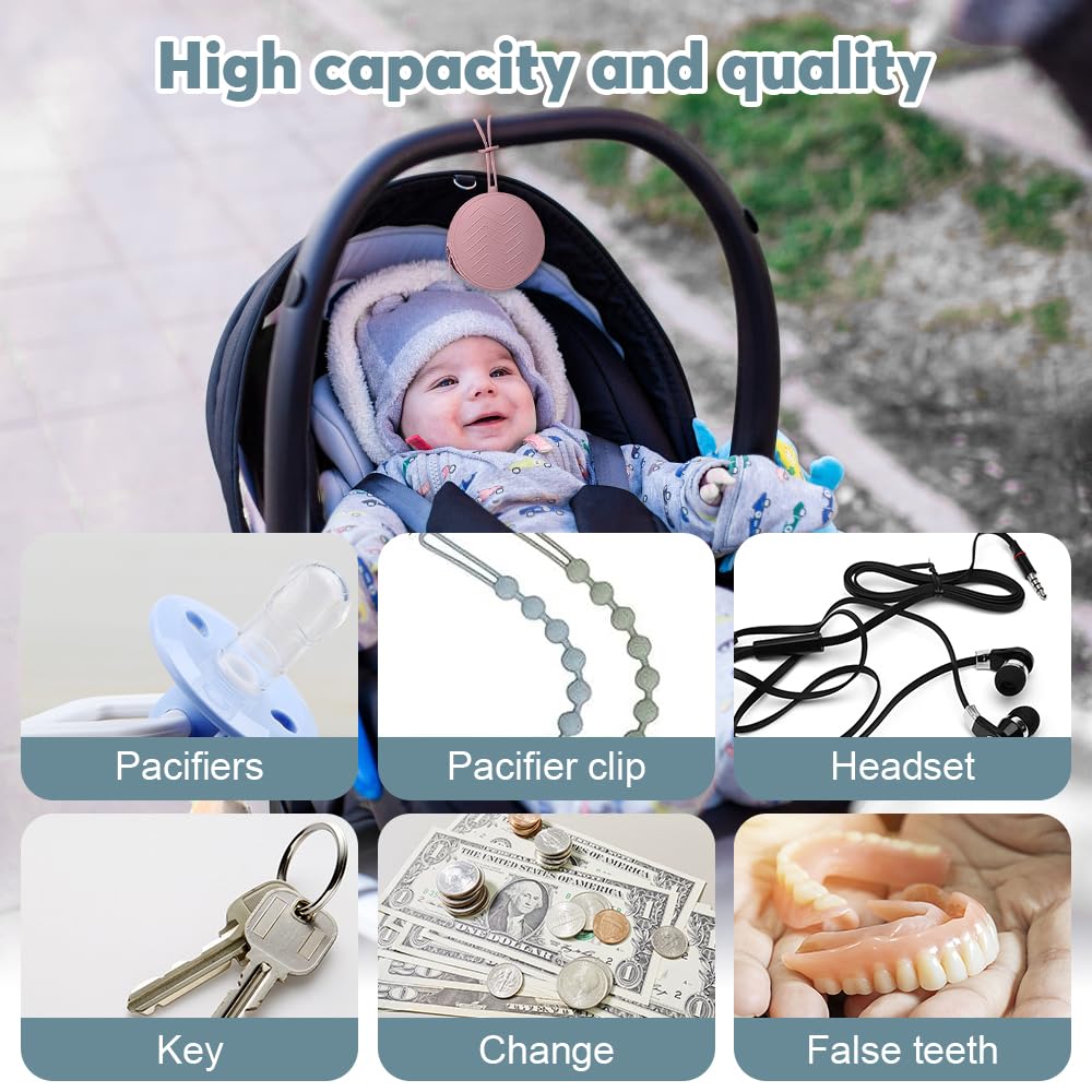 Mizikuu Boîte à Tétine Bébé Silicone, 2 Pièces Étui Porte-Sucette Sans BPA, Gris, Brun