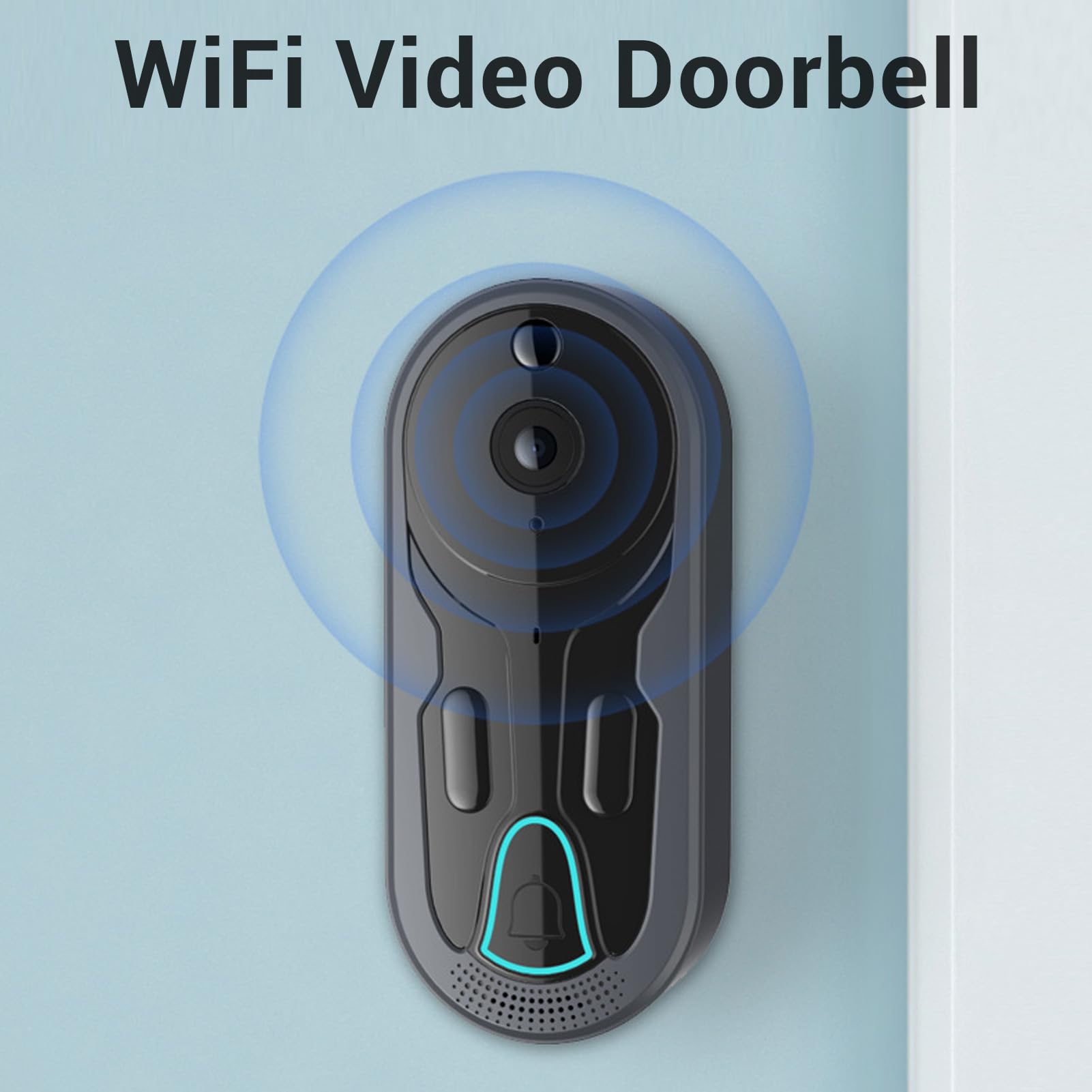 Timbre con Vídeo WiFi, 1080P HD 166 Grados Gran Angular PIR Detección Humana Cámara Inteligente con Intercomunicador de 2 Vías, 6 Luces Infrarrojas para Seguridad del Hogar