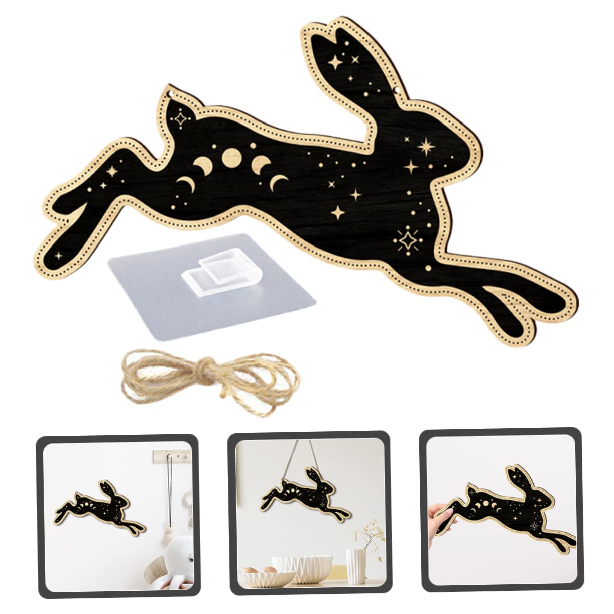 Amosfun 5pièces Décoration Murale Bois Suspendue Avec Motif De Lapin Accessoire Éclatant Pour Maison Pour Fêtes Et Décorations De Printemps