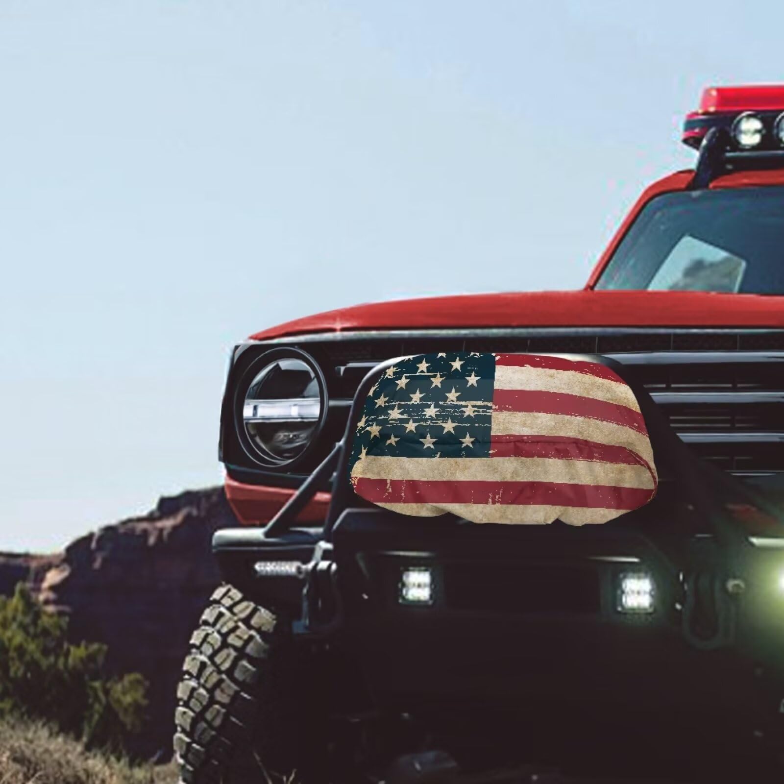 Boatee American Flag Winch Cover USA Flag, Dustproof Winch Protection Cover with Elastic Band, UV-Resistant Dust Cover for Electric Winches Utility Trailer Cover