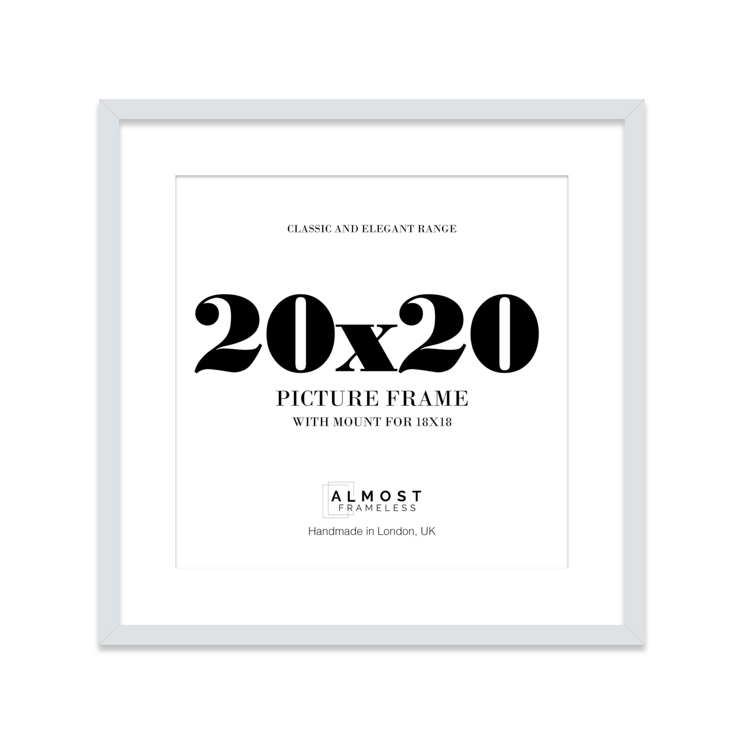 20x20 Light Grey Picture Frame with Mount for 18x18 Photos, Prints - Modern Square Wall Frame, 1 Pack