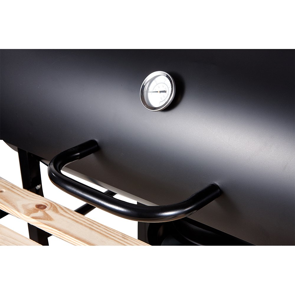 Grillwagen Holzkohlegrill, BBQ Grill Holzkohle mit Rädern, Anthrazit Standgrill, Grillkamin inkl. integriertes Thermometer und Lüftungsschieber, Gartengrill, Grillfläche: 70X38.5 cm