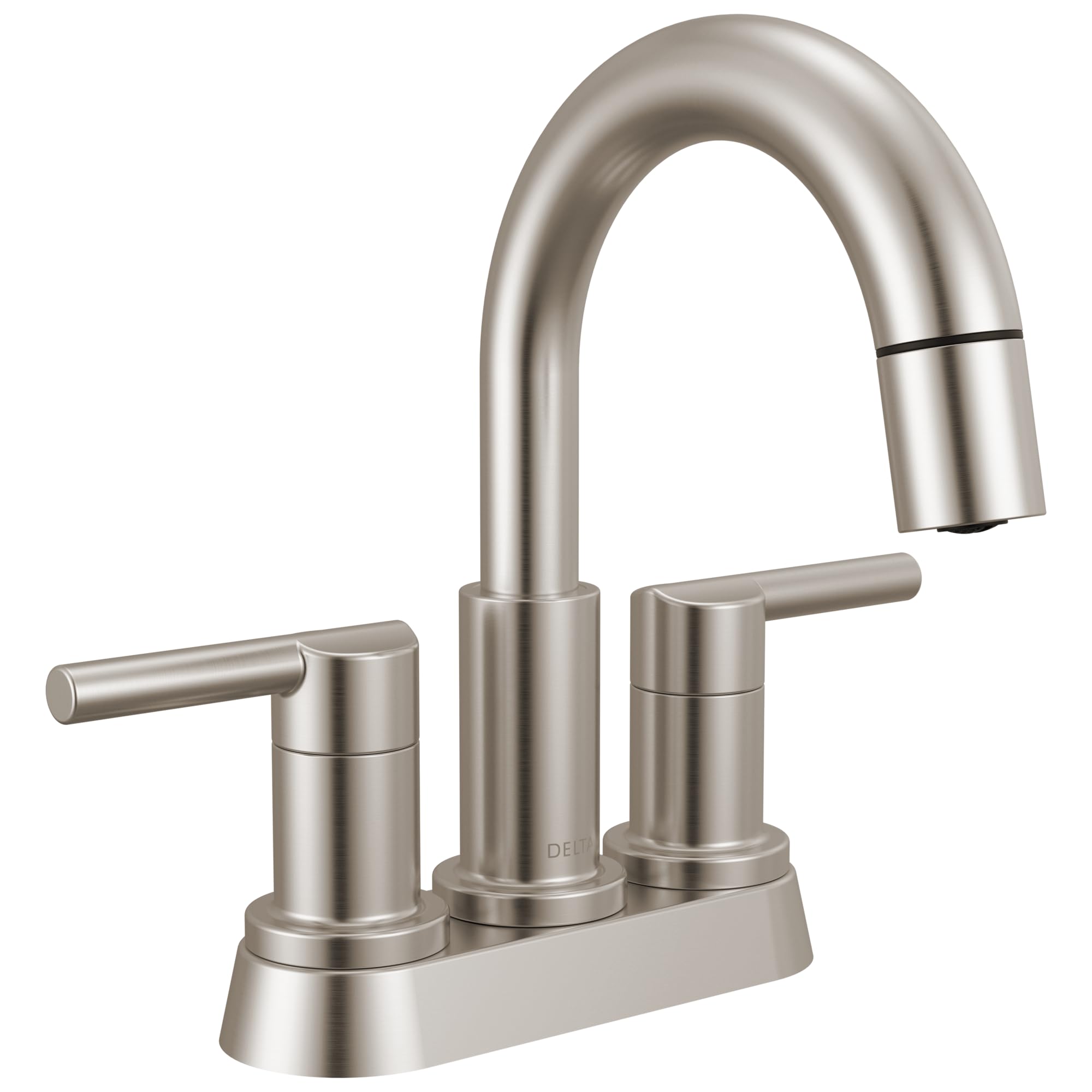 Delta Nicoli Centerset Brushed Nickel Bathroom Faucet with Sprayer