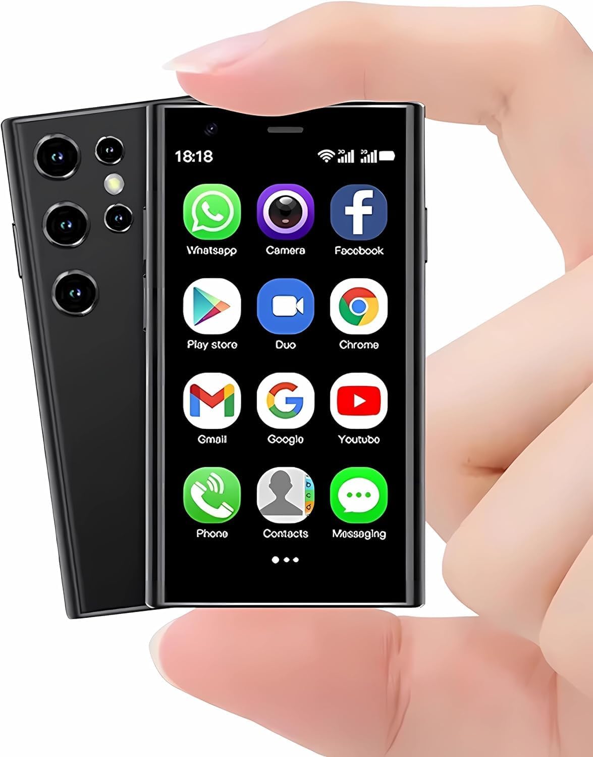 mini Phone Unlocked Cellphone 3G mini Smartphone Android 8.1 World Smallest Phone 3.0 Small Smartphone Dual Sim Cell Phones Touch Screen 2GB Ram 16GB ROM S23Pro Mobile Phones (Black)