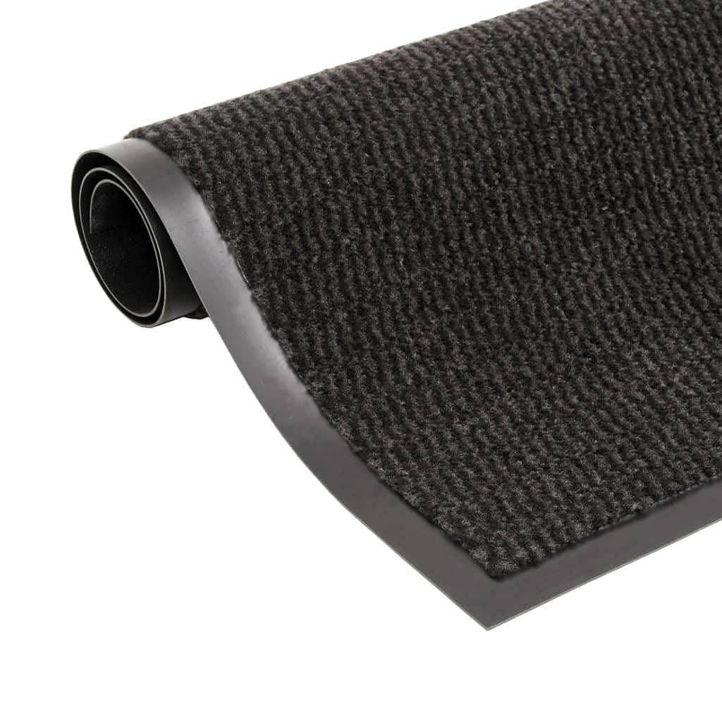 Schmutzfangmatten 2er Set rechteckig getuftet, 80 x 120 cm, schwarz, mit rutschfestem Gummirücken, für Eingang, Terrasse, Garage und saubere Innenflächen