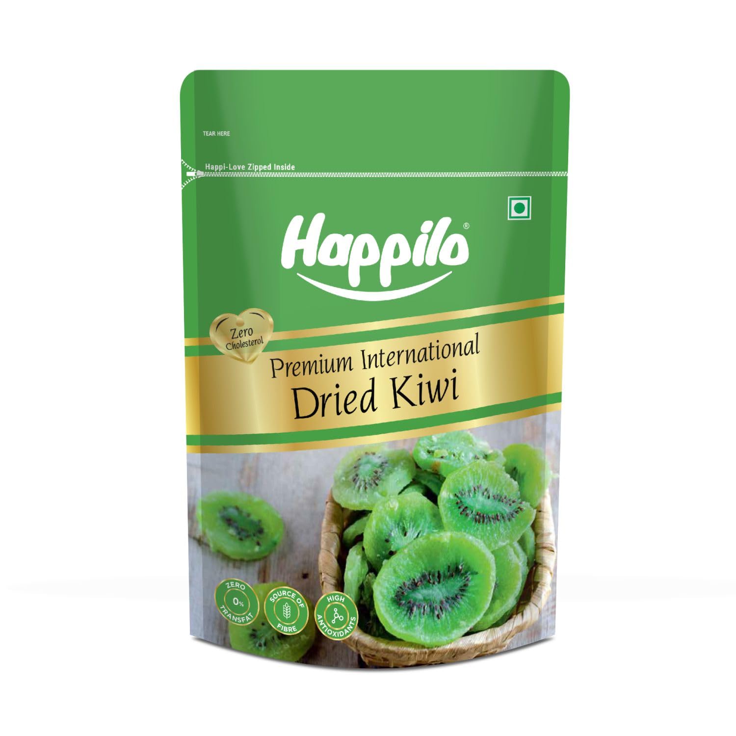 Happilo Premium International Dried Kiwi Slices 200 grams, Candied Dry Fruit Naturally Sweet and Dehydrated