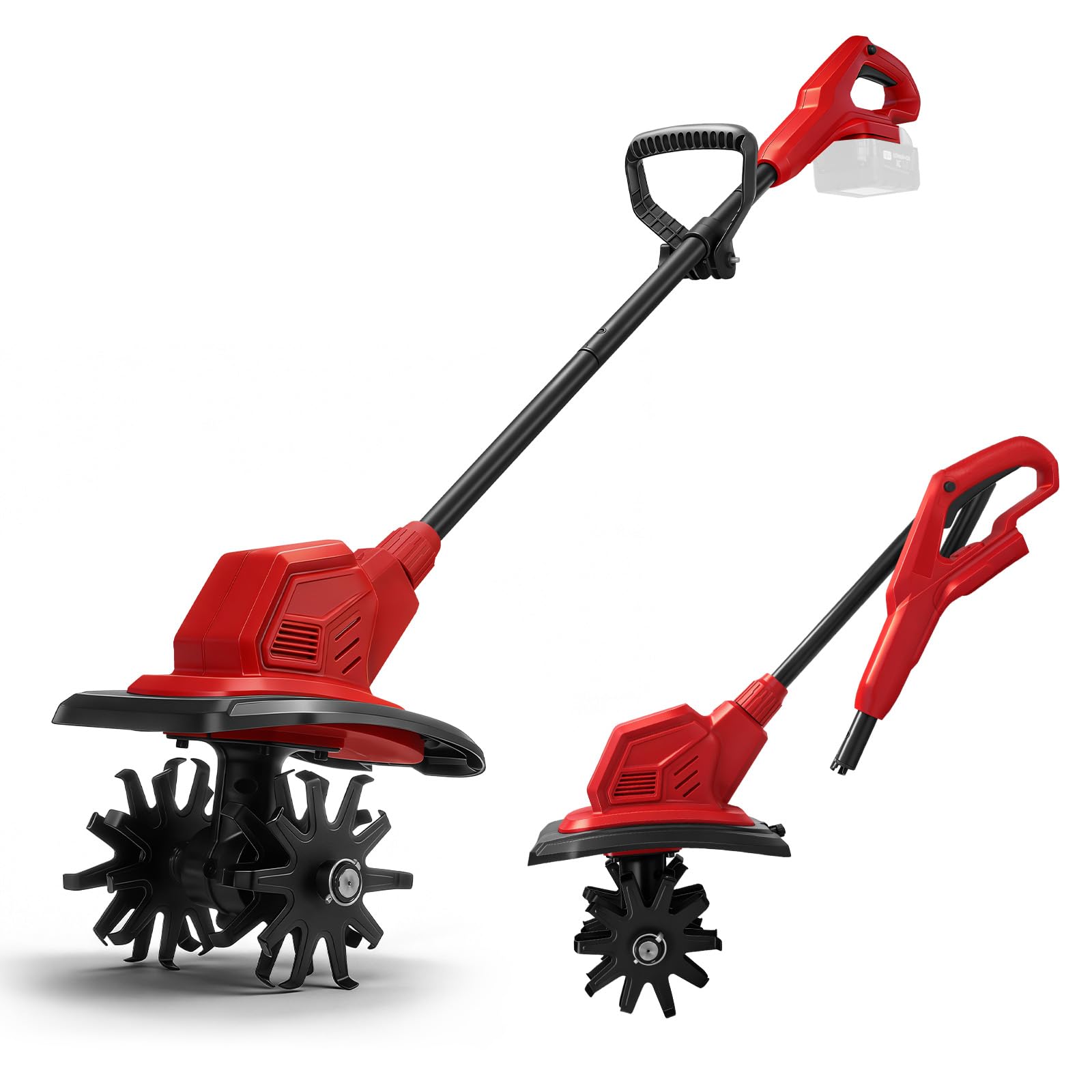 Motoazada para huerto, azada eléctrica, para Milwaukee M18 18 V, con Profundidad de Trabajo de 18 cm, Ancho de Trabajo de 20 cm, Velocidad de 387 RPM, Mango ergonómico, para Cultivo de jardín