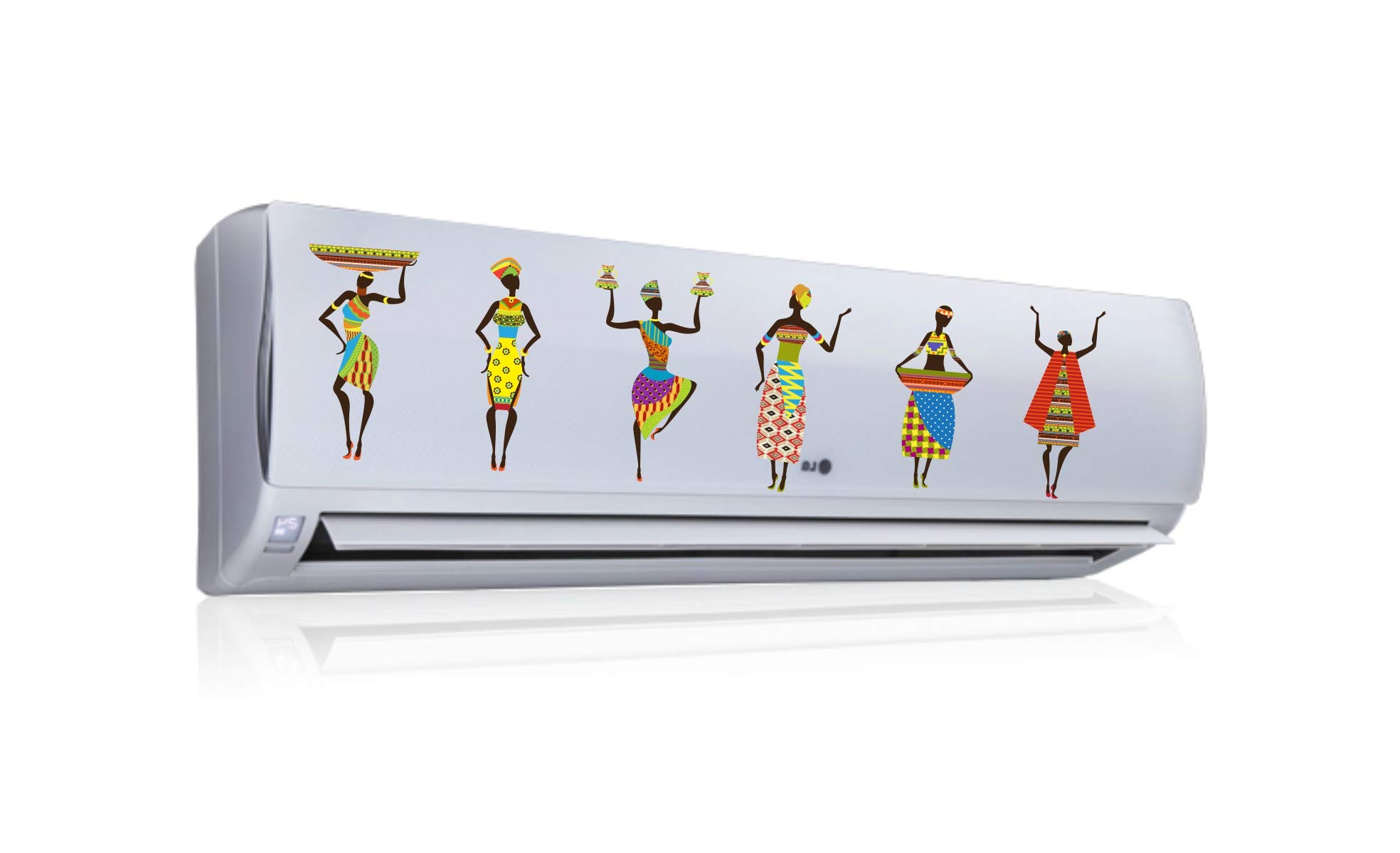 VCREATE DECOR African Girls Leaf Split Ac Sticker for Living Room,Switchboard Panel Sticker Multicolor PVC Vinyl/Matte Sheet Size- 97 Cm X 19 Cm