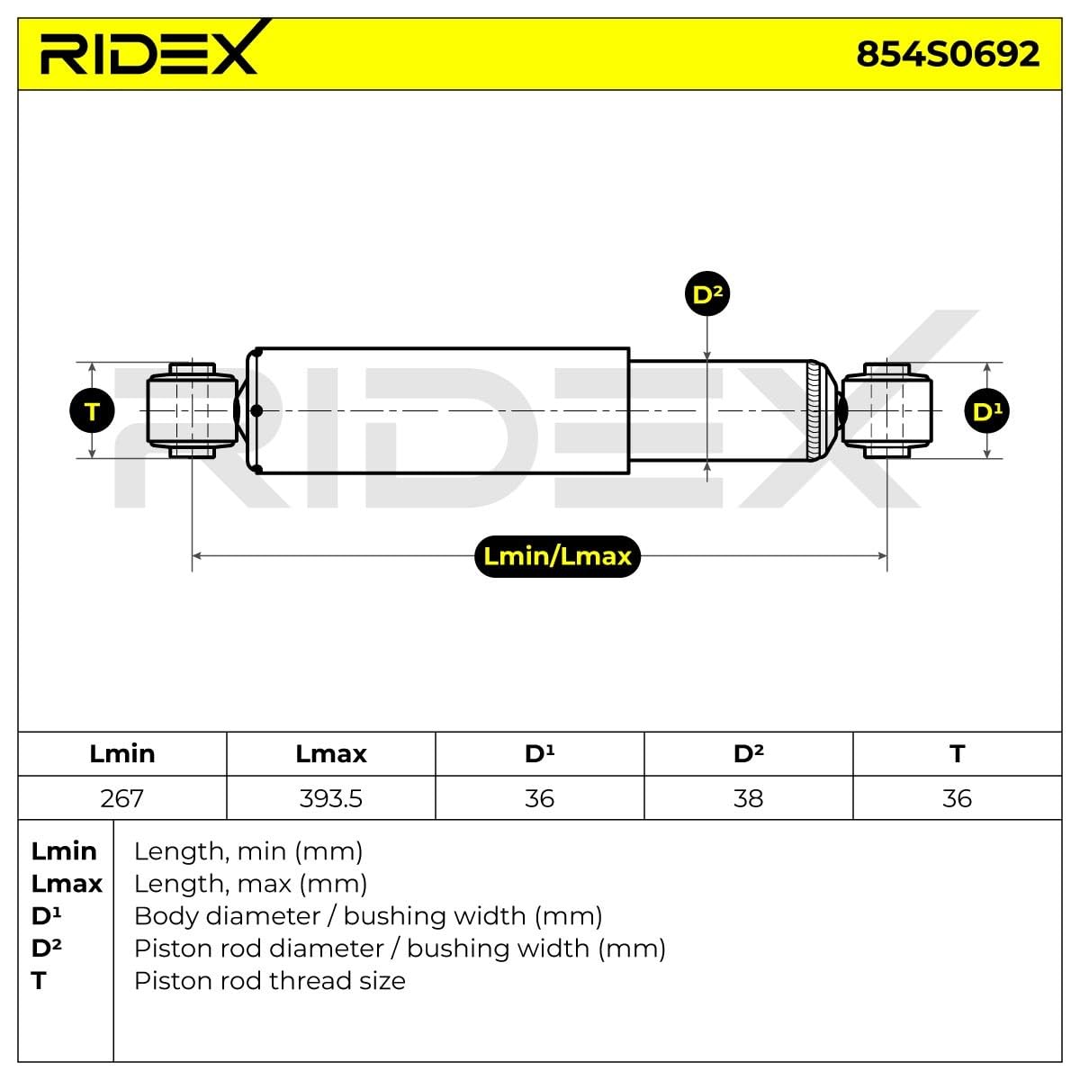 RIDEX 854S0692 2x Ammortizzatore Posteriore Compatibilità con HYUNDAI ATOS MX