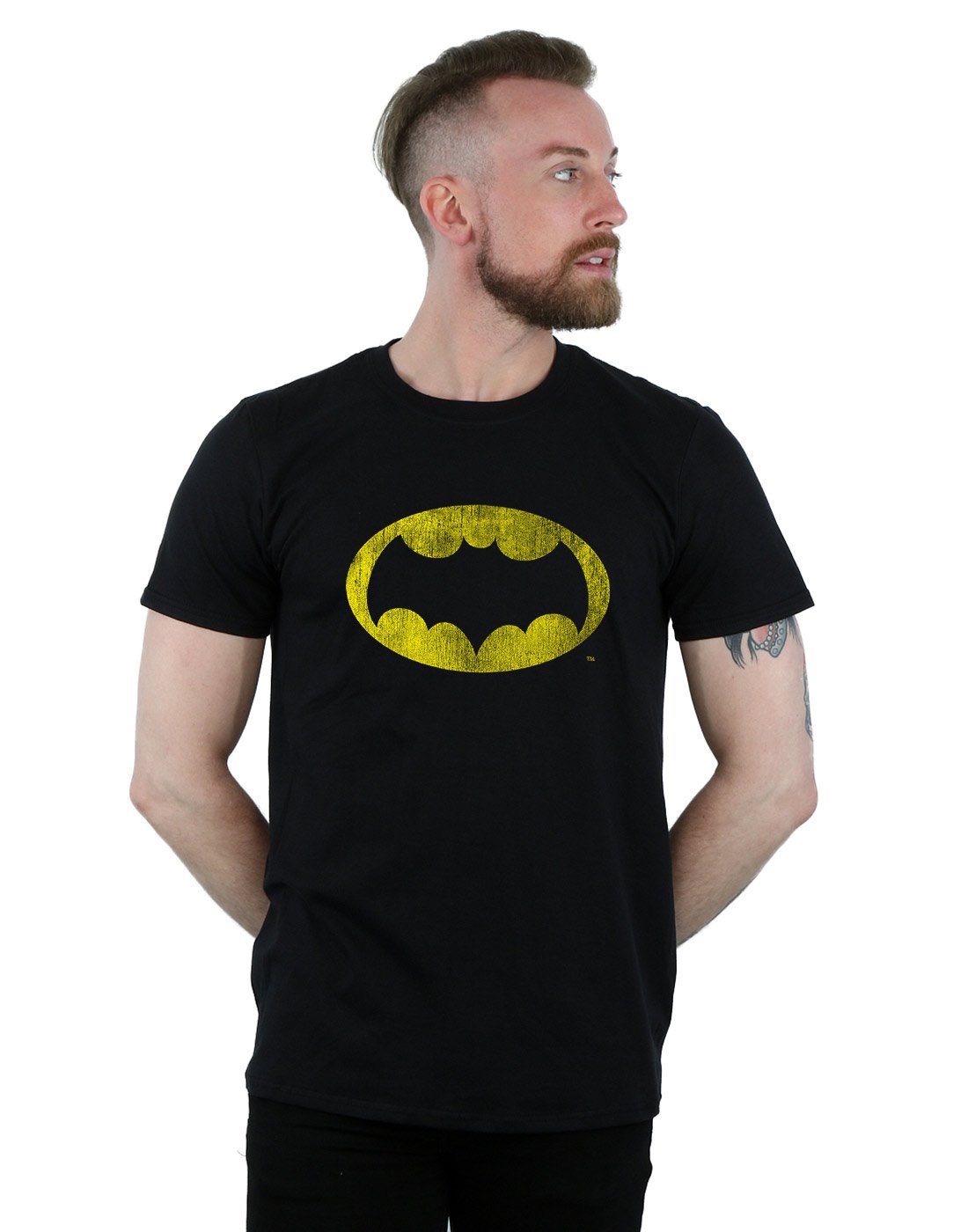 DC Comics Men's Batman TV Series Distressed Logo T-Shirt Black Small