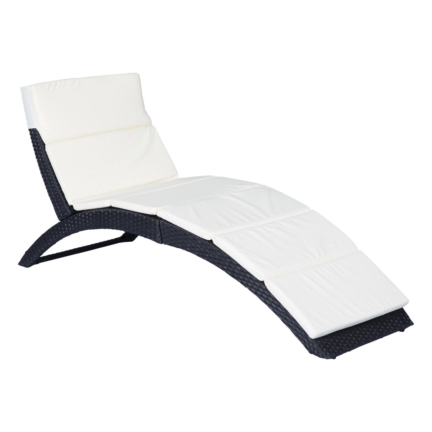 Buy Outsunny Outdoor Foldable PE Rattan Sun Lounger with Soft Padded