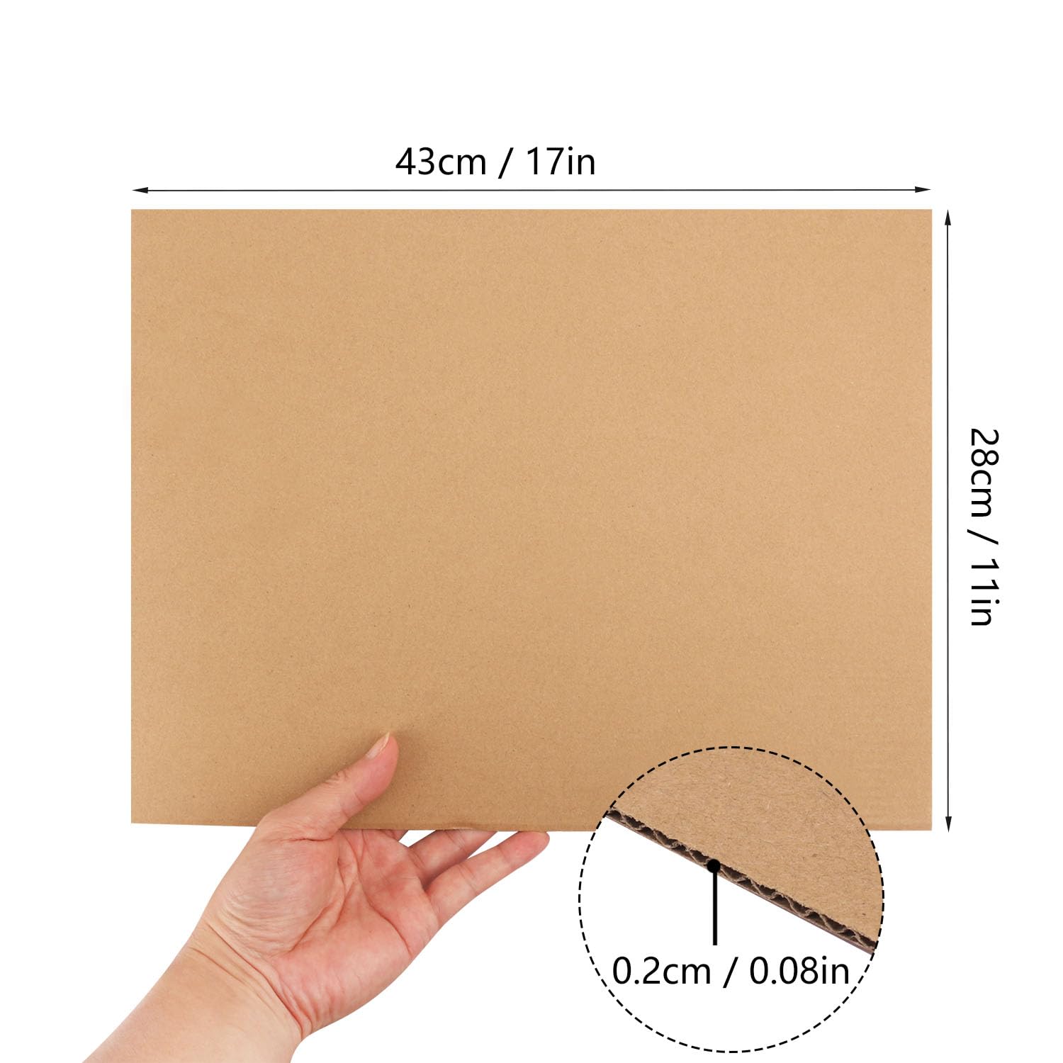 Confezione da 80 fogli di cartone ondulato, 28 x 43 cm, spessi 2 mm, inserti flessibili per spedizioni, spedizioni e artigianato, confezione da 80 IHDYPPEW