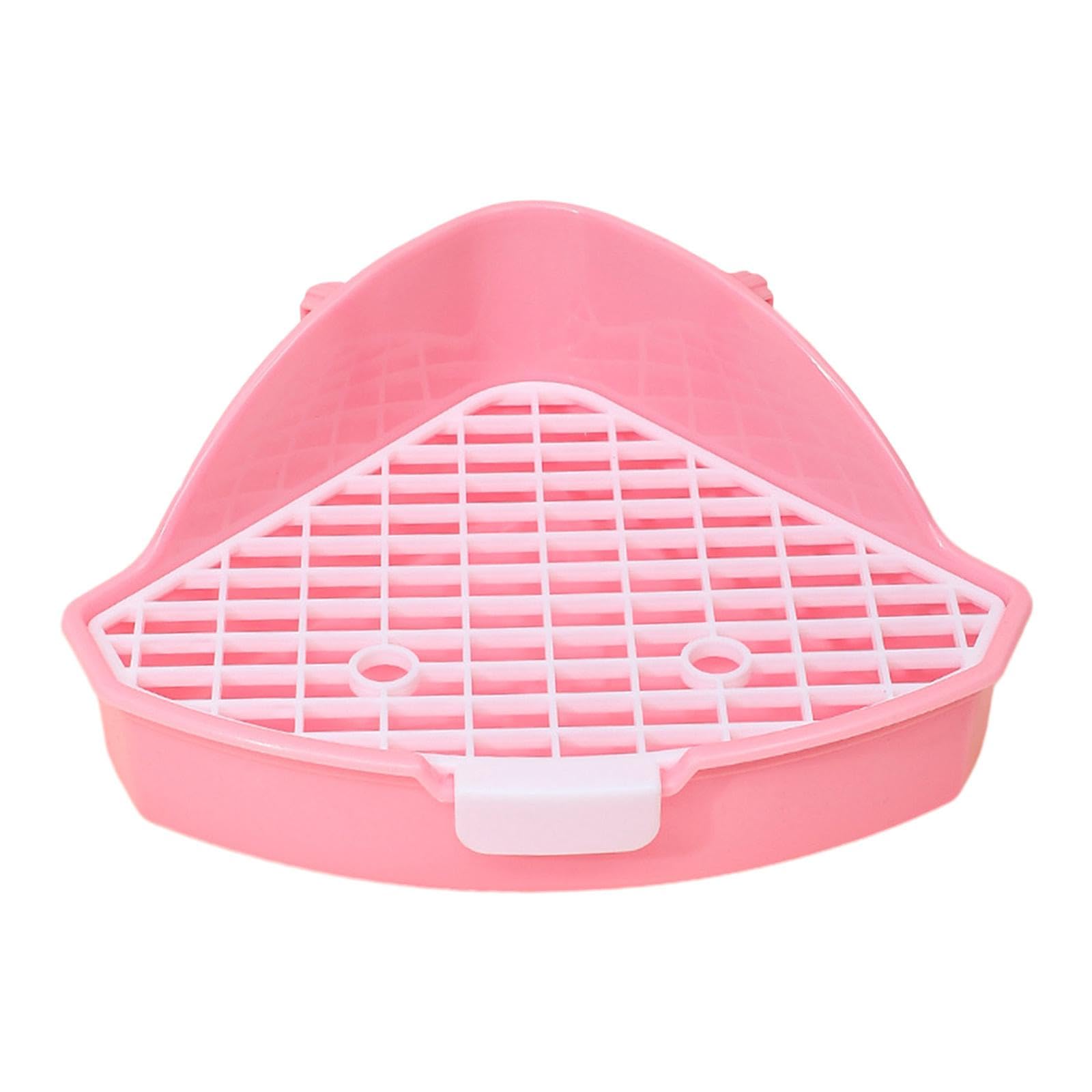 MotiveTech Corner Litter Pan for Small Pets 25x17x10cm Easy Clean Pee Tray for Chinchillas, pink