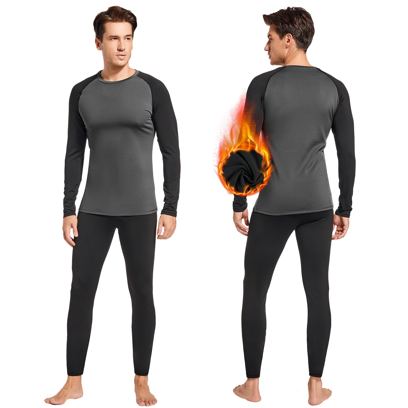Leeboom Intimo Termico Uomo Invernale Tuta Termica Uomo Antivento Intimo Termico Sci Uomo Biancheria Intima Termica Set per Sci Palestra Ciclismo Corsa