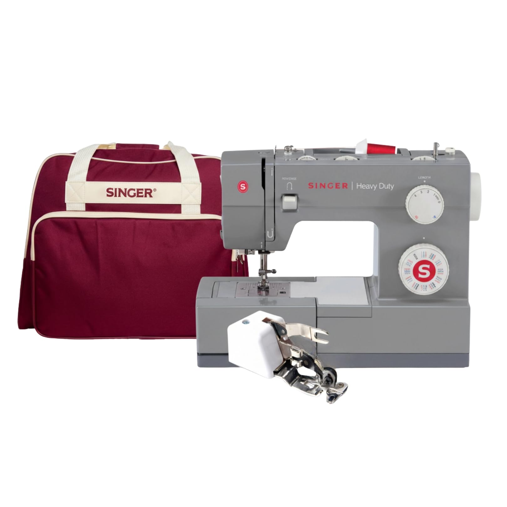 Singer Heavy Duty 4432 con borsa portamacchina e piedino tagliacuci CUCIREONLINE Motore potente con potenza di perforazione migliorata, 110 applicazioni di punti, telaio interamente in metallo