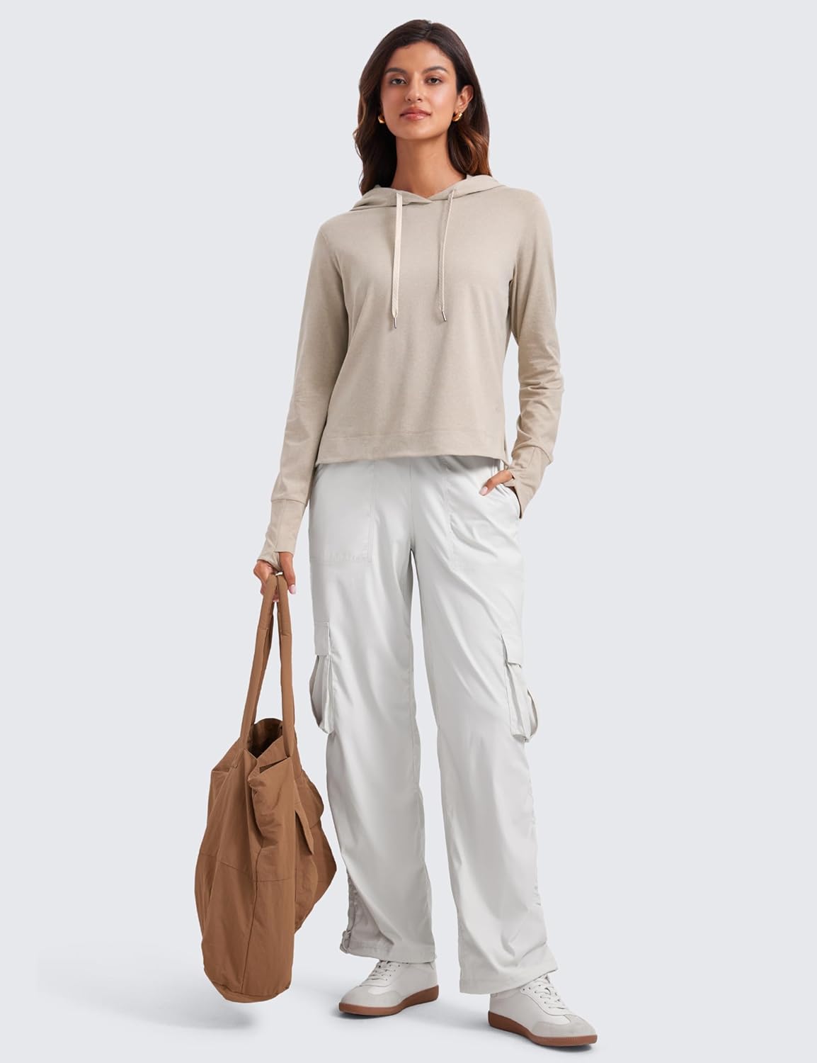 CRZ YOGA Cloud Jersey Pullover Hoodies for Women Long Sleeve Hooded Workout Sweat Shirts Casual Yoga Tops with Thumb Holes - Image 4