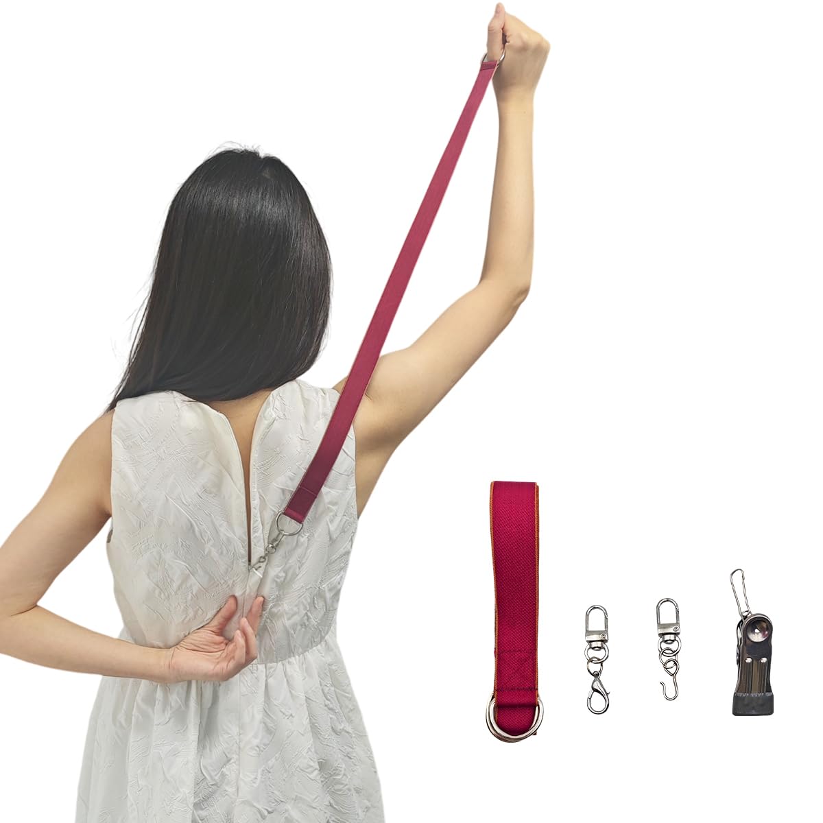 MAGNEECH Detachable Zipper Puller Helper for Dress and Boots, Effortless Zipping with Hook and Clip for Various Types of Zippers - Convenient and Portable Zipper Pull Tool (Burgundy)