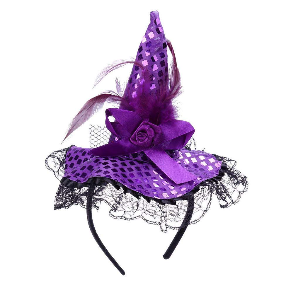 Soochat Halloween Headband Witch Hat for Children Costume Dress Up Party Halloween Party Supplies (Purple)