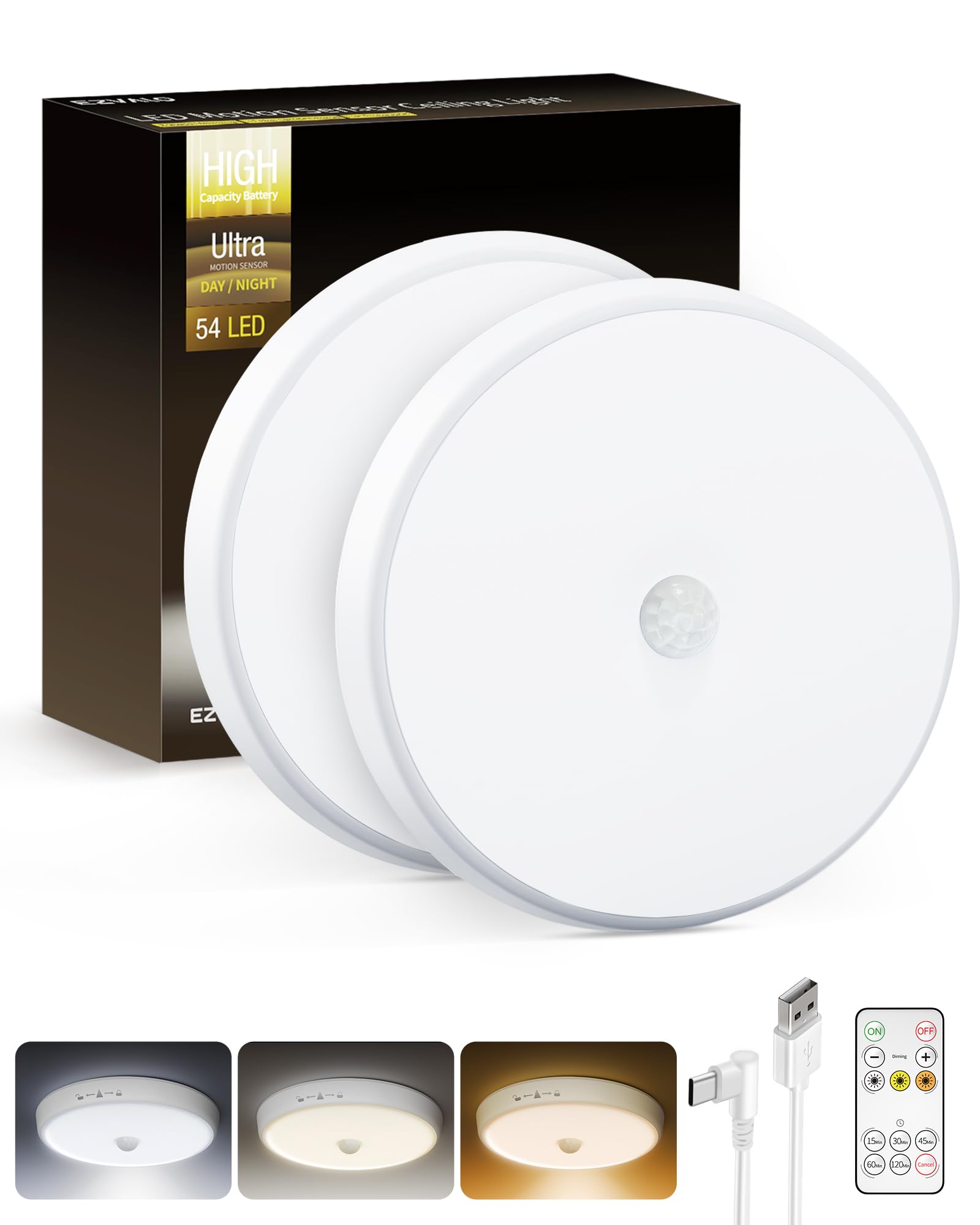 Snapklik.com : EZVALO Rechargeable Motion Sensor Ceiling Light ...