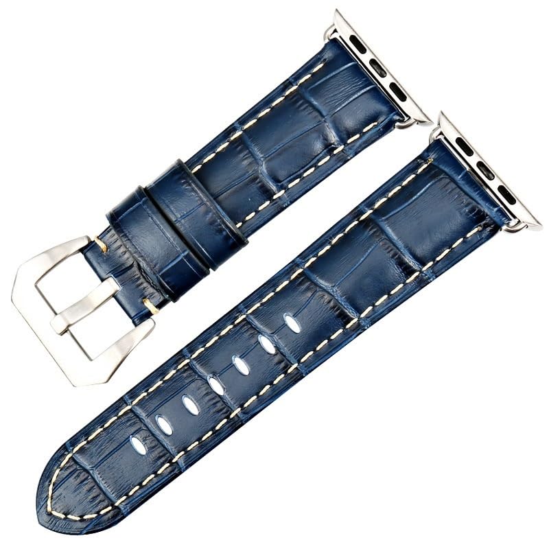 Bracelet en cuir pour Apple Watch bleu : oubliez les irritations du silicone