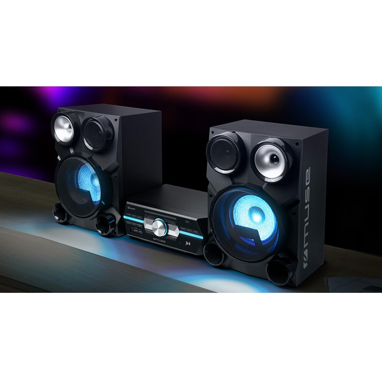 MUSE M80-DJ Microsystème CD/MP3 avec Bluetooth, FM stéréo avec 60 Stations préréglées, Port USB, Affichage LED.
