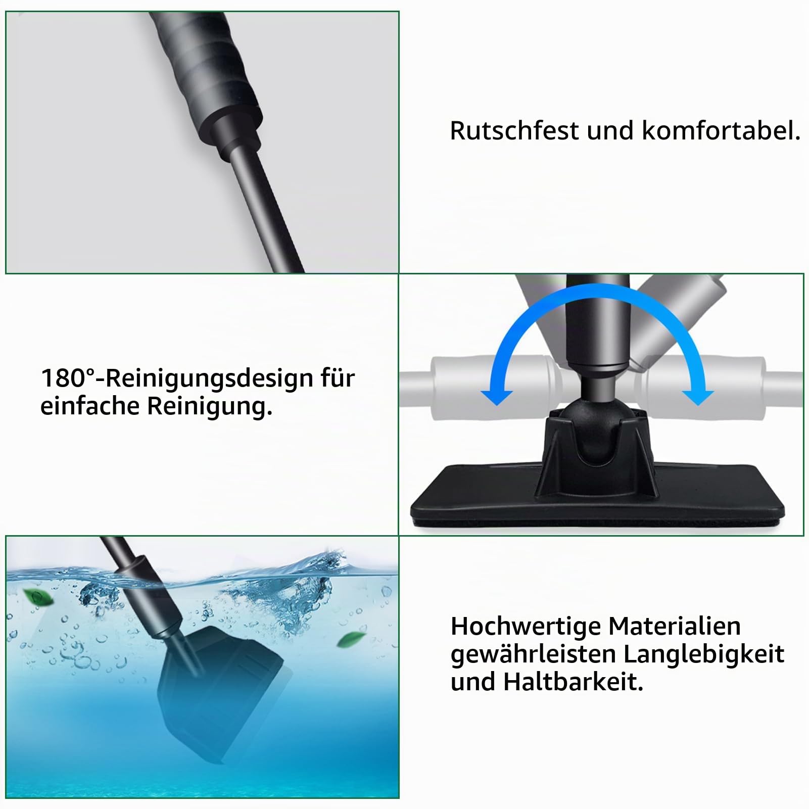 Aquarium Scheibenreiniger, 3 in 1 Aquarium Reinigungsset mit Abnehmbarer Griff Algenschaber und Reinigungsschwamm Aquarium Zubehör Werkzeug für Glas Fischbecken