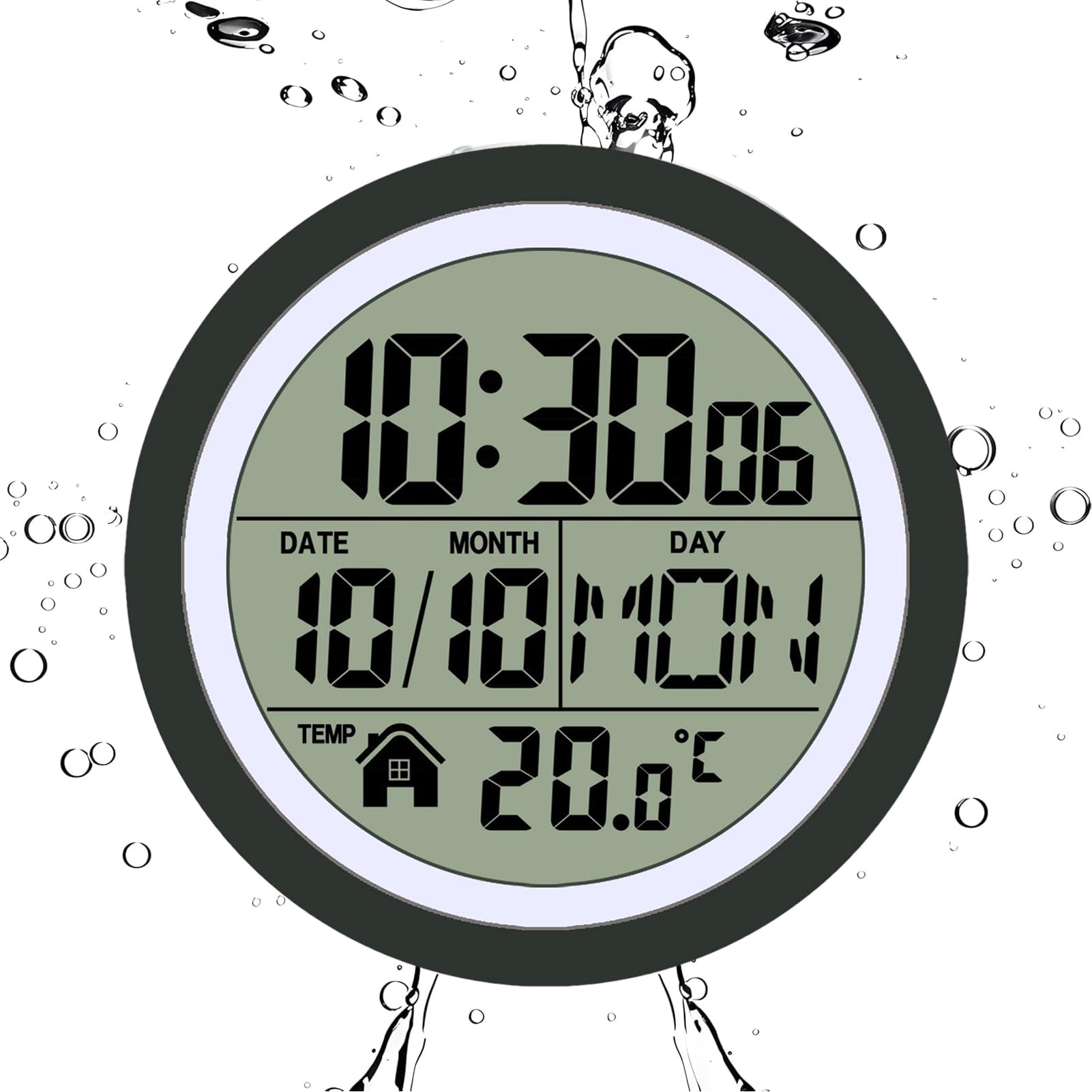 Orologi da Bagno a Batteria Impermeabile con display LCD di temperatura e