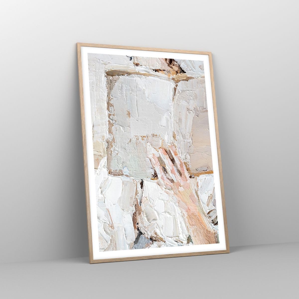 ARTTOR Poster Wandbild Kunstdruck 70x100cm Abstrakt Menschen - 5514 - P2N | Hallo Buch Minimalismus Vertikal mit hellem Eichenrahmen Wohnzimmer Schlafzimmer Küche Büro Wanddeko Kunstposter ARTTOR