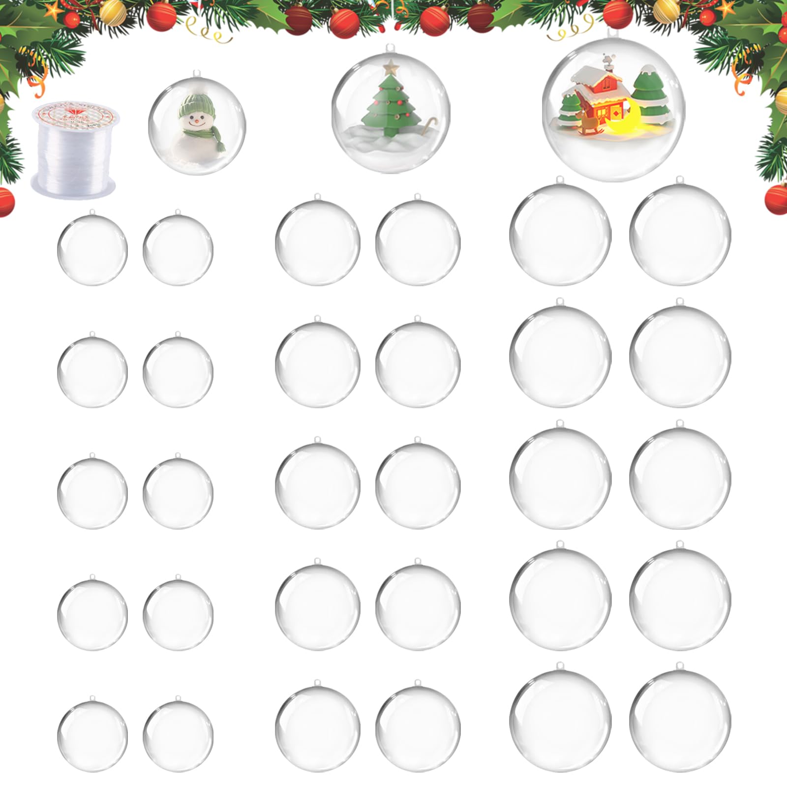 Boules De Noel Transparentes à Remplir, Darryy 30 Pièces