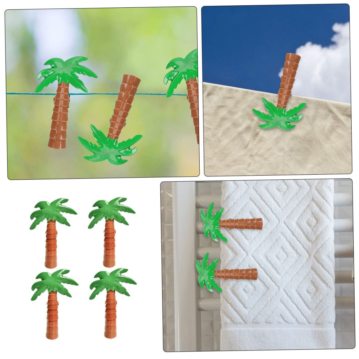 ULTECHNOVO 2 Sätze Kokosnussbaum -strandclip Groß Im Freien Handtuchhalter Strandtuch Schwimmbad Strandkorb-Clips Clips Für Strandkorbhalter Strandclips Plastik 4 Stück * 2