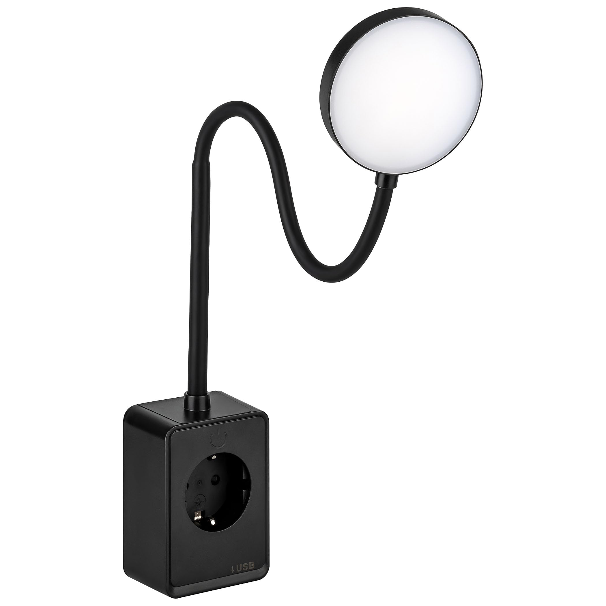 SEBSON LED Steckdosenleuchte mit Flexarm, USB, dimmbar