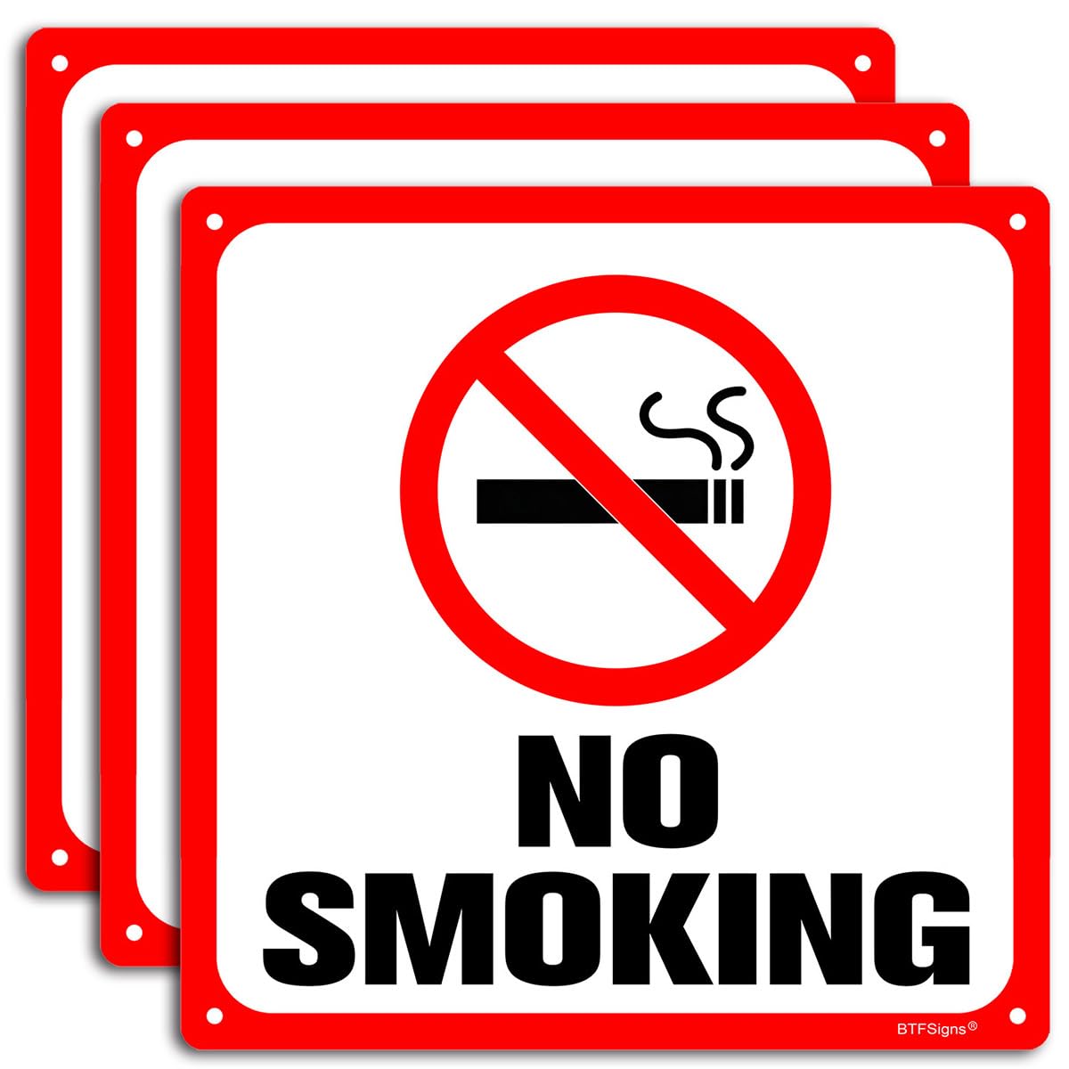 (3 pack) No Smoking Sign for Business, Office, Restaurant Wall Decor, 8"x12" Aluminum Warning Signs Conspicuous Red