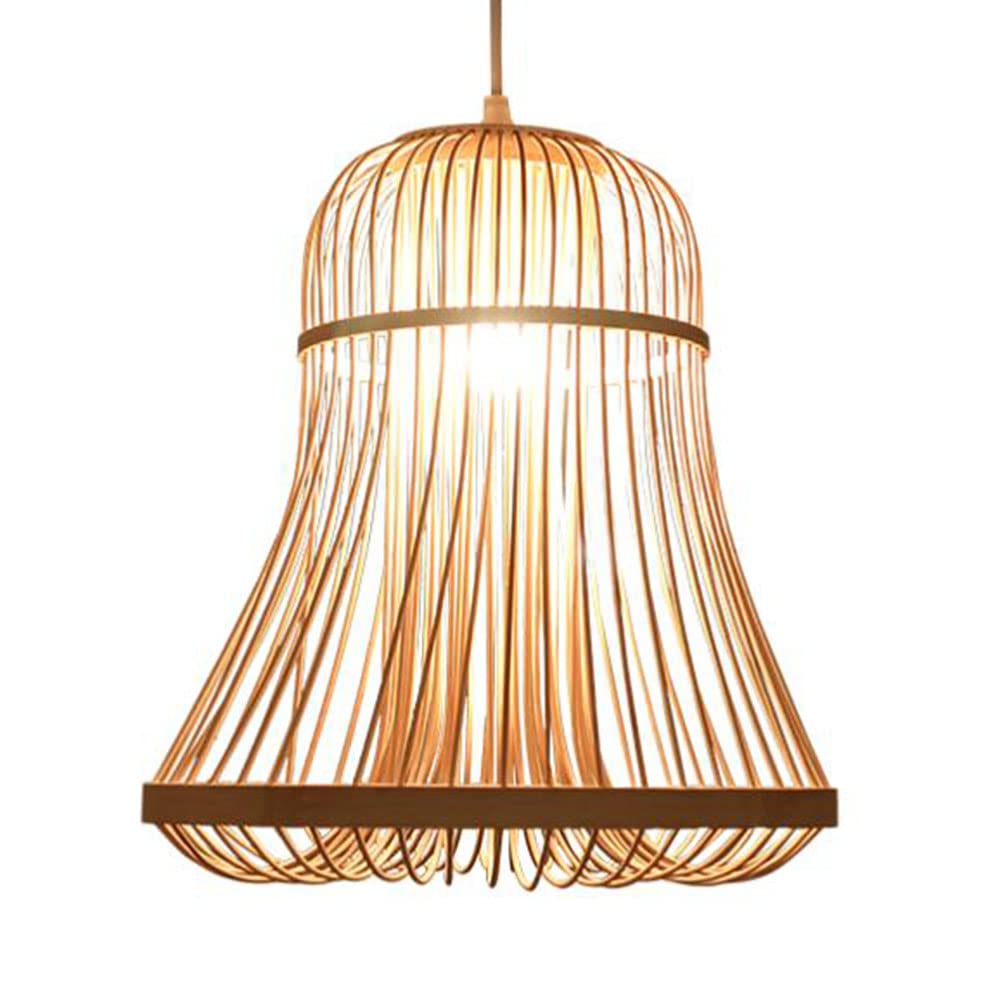 LATAFA Antico Paralume in Vimini Fai da Te Lampadario in Stile Tropicale Lampada A Sospensione in bambù Intrecciato in Stile Sud-EST Asiatico Lampada A Sospensione Beige Country Soffitto E27