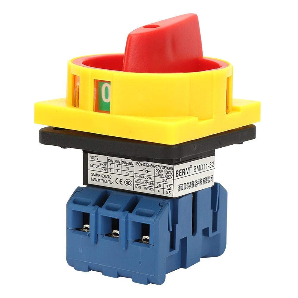 Interruptor Trifasico Rotativo,Interruptor de cambio de leva giratoria, interruptor de disyuntor de carga de 25 A / 32 A Interruptor de encendido y apagado de leva giratoria de 3 polos y 2 posiciones