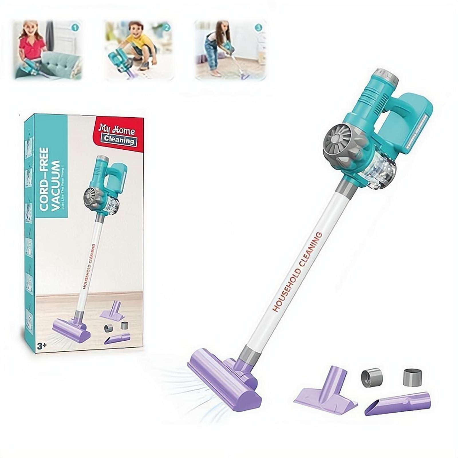 Toy Vacuum for Toddlers 3+ Year Old Girls Boys, Pretend Play Kids Cleaning Set with Bead Swirl Action, No Mess Cordless Sweeper Role Play Game, Lightweight 21" Handle, Safe PLA Material