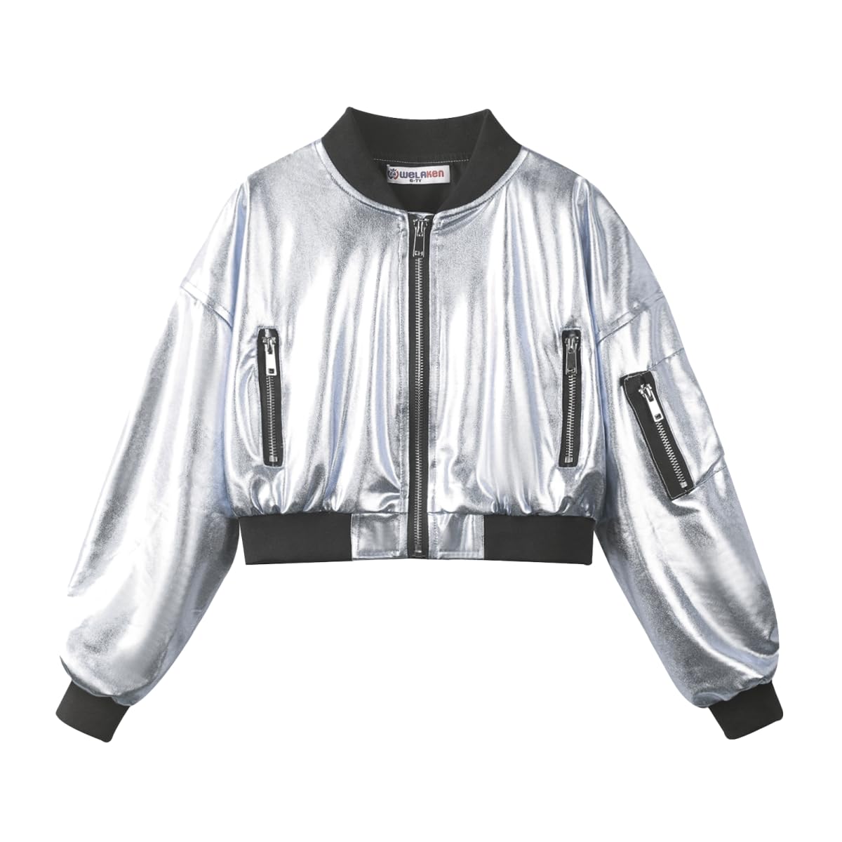 WELAKEN Lightweight Multiple Pockets Zip Up Bomber Jacket for Girls Toddler &amp; Kids II Little Girl's Casual Flight Crop Jacket