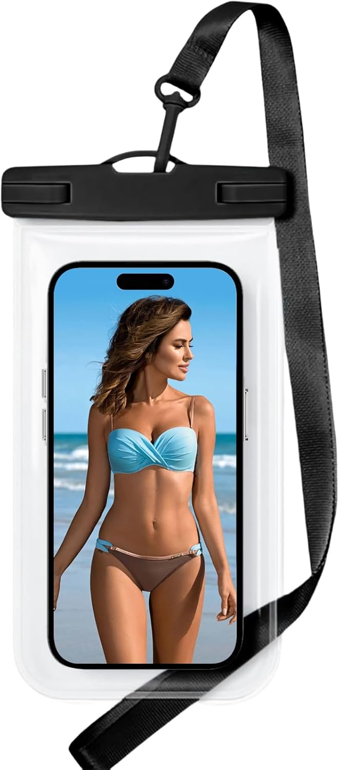 1/2 Pack Waterproof Phone Pouch Compatible with iPhone 17/16/15/14/13/12 Pro Max & Galaxy S24+/S23 7in Waterproof Phone Case,IPX8 Beach Travel Must Haves,Beach Essential Dry Bag, Black, 1 Pack