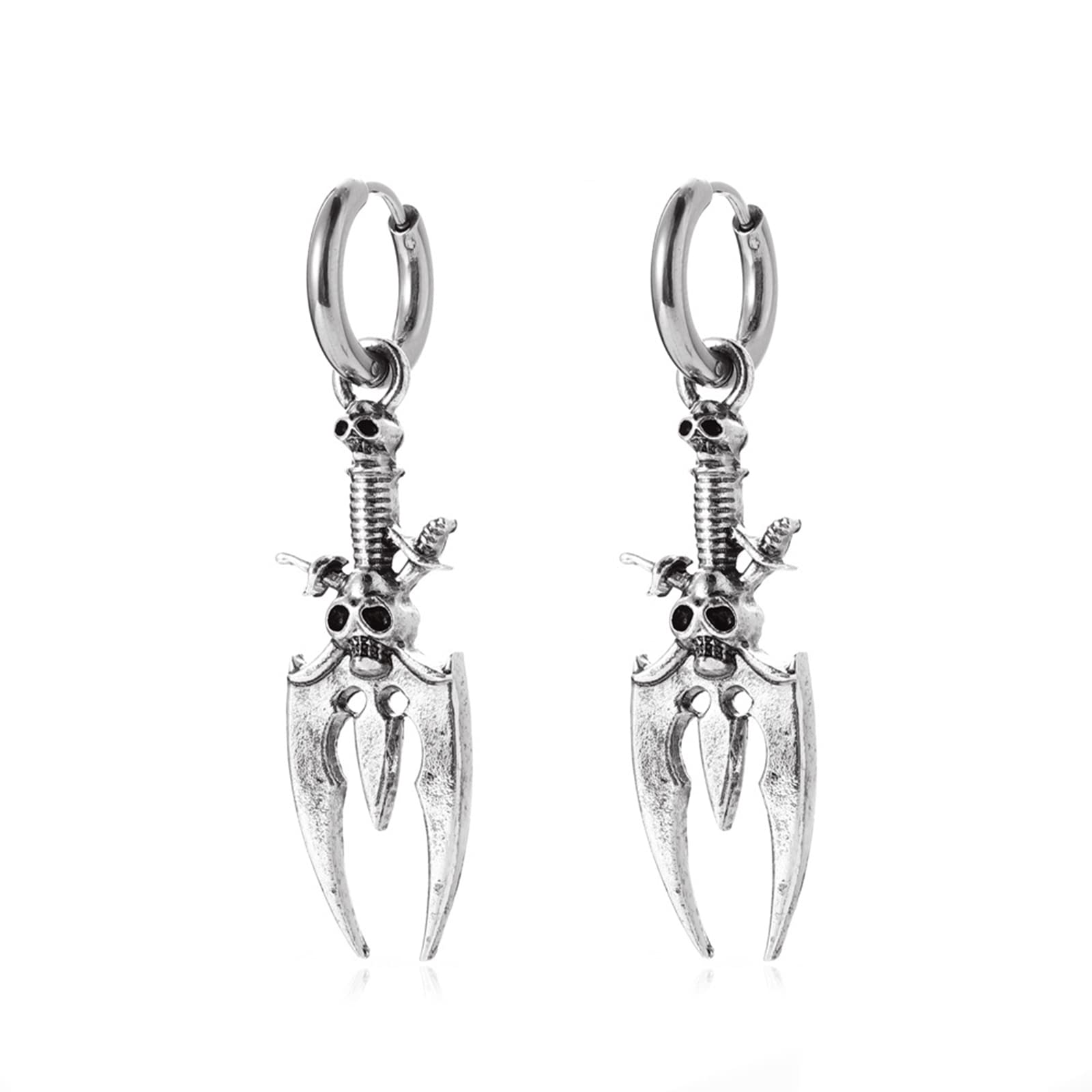 Ljmyy Gothic Exaggeration Skull Earrings For Men And Women Personality Punk Couple Earrings Fashion Halloween Jewelry Gifts