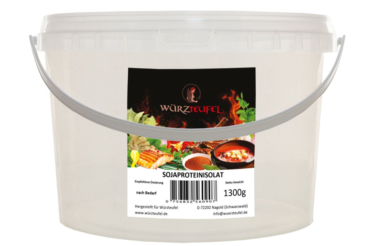 Soja - Eiweiß, natives Soja - Isolat, Sojaprotein 92%, Höchste Wertigkeit. PE - Eimer 1300g. (1,3 KG)