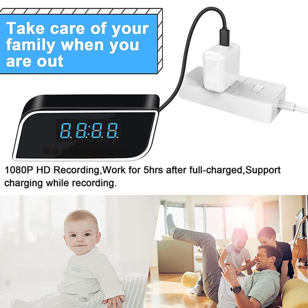 Reloj de cámaras ocultas inalámbricas, MI-NI cámara espía de 1080p Portátil WiFi Niñera CAM con visión nocturna y detección de movimiento, cámara de vigilancia de seguridad Compatible with cámara inte