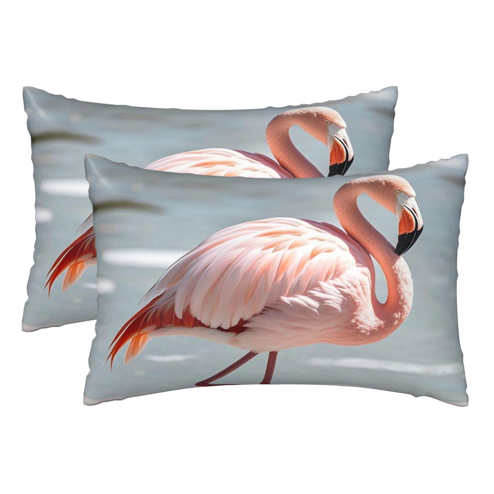 Silk Pillowcases Set of 2 Pillow Shams Breathable Soft Pillow Covers with Envelope Closure flamingo Pillowcases 20x30 Inches Washed Pillow Cases for Hair and Skin