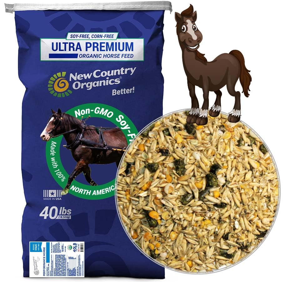 New Country Organics | Performance Horse Feed for Horses in Light to Moderate Work | Corn-Free and Soy-Free | 12% Protein | Certified Organic and