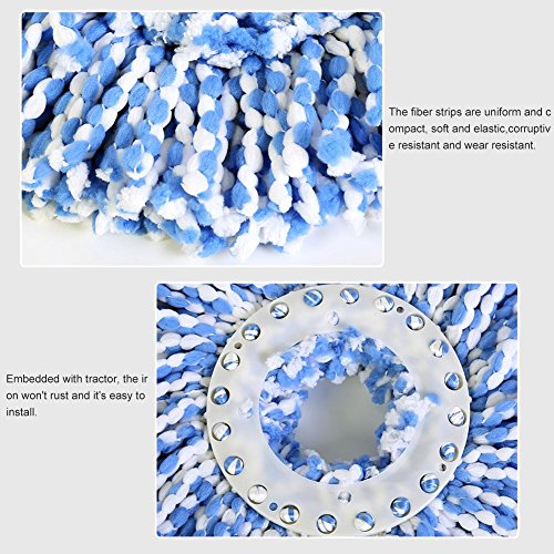 Image of Huhushop Spin Mop Head Refills Microfiber Round Spin Mop Head Replacement for Universal Spin Mop System Perfect for Home Commercial Use (Blue+White)