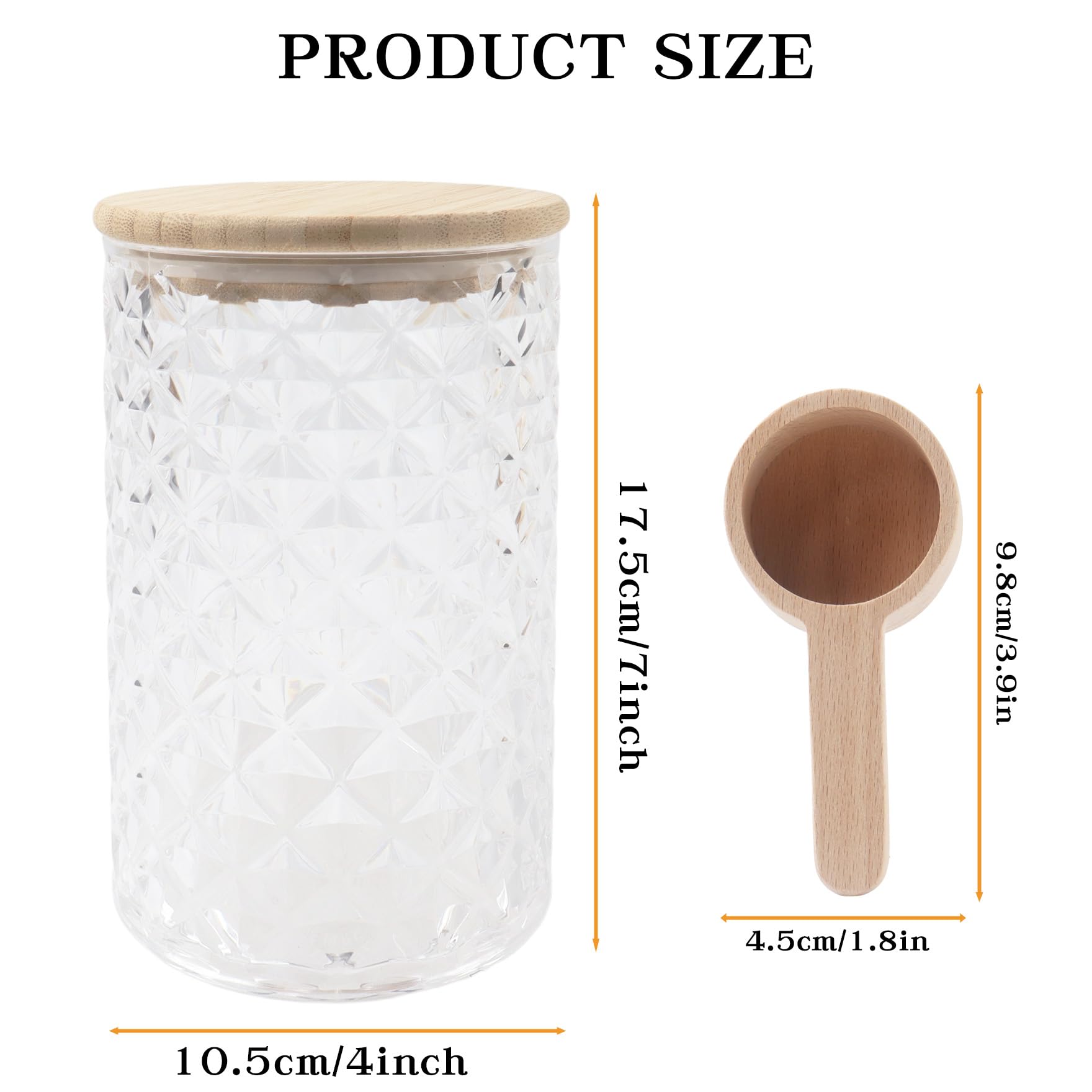Klmnop Badesalzglas aus Acryl mit Holzschaufel, Badesalzbehälter mit Verschlussdeckel für Badezimmer, Küche, Aufbewahrung, Salz, Süßigkeiten, Tee, 1200 ml, transparent