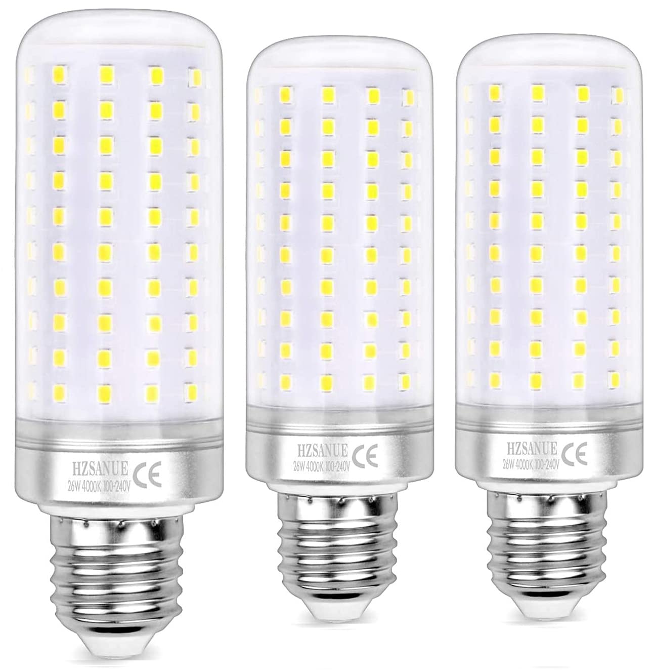 LED Corn Bulbs 26W, E27 Edison Screw Bulbs,2900Lm, 4000K Natural White,200W Incandescent Bulbs Equivalent,Pack of 3