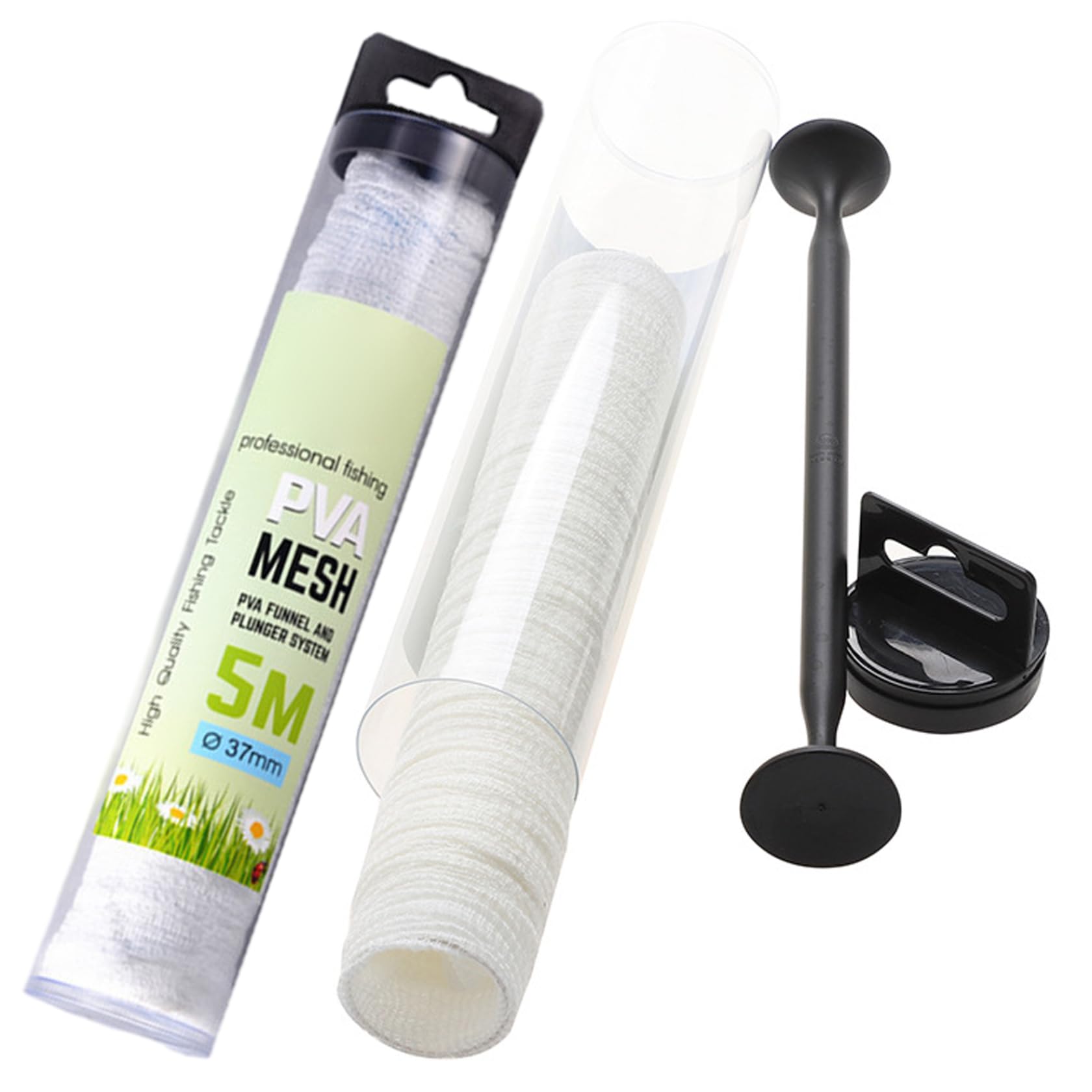 Heidouse 2Pcs Bait Bags, 5 m PVA Mesh Carp Bait Holder, 37mm Fishing Accessories for Feeding