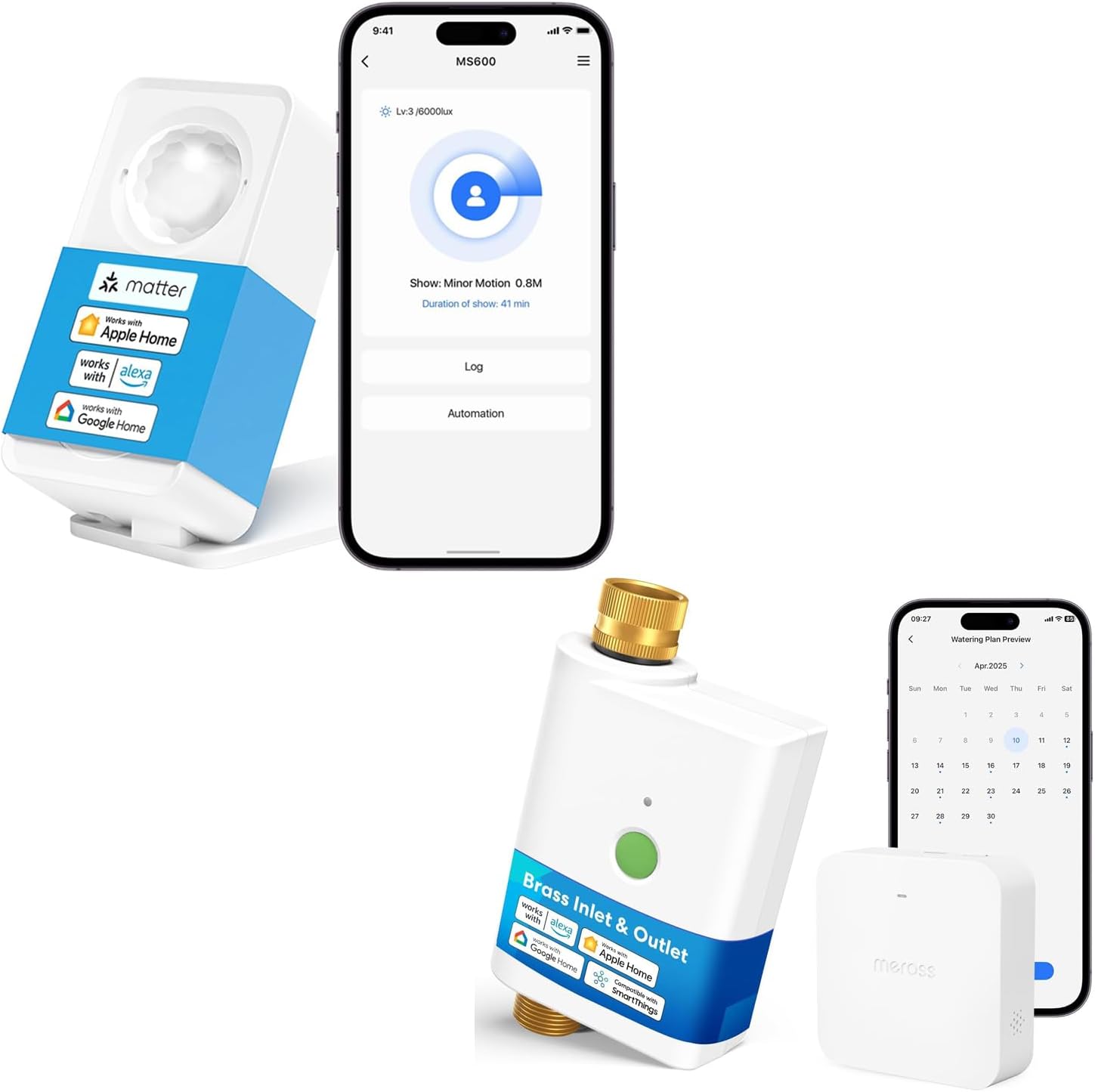 Matter Human Presence Sensor+meross WiFi Water Timer for Garden Hose