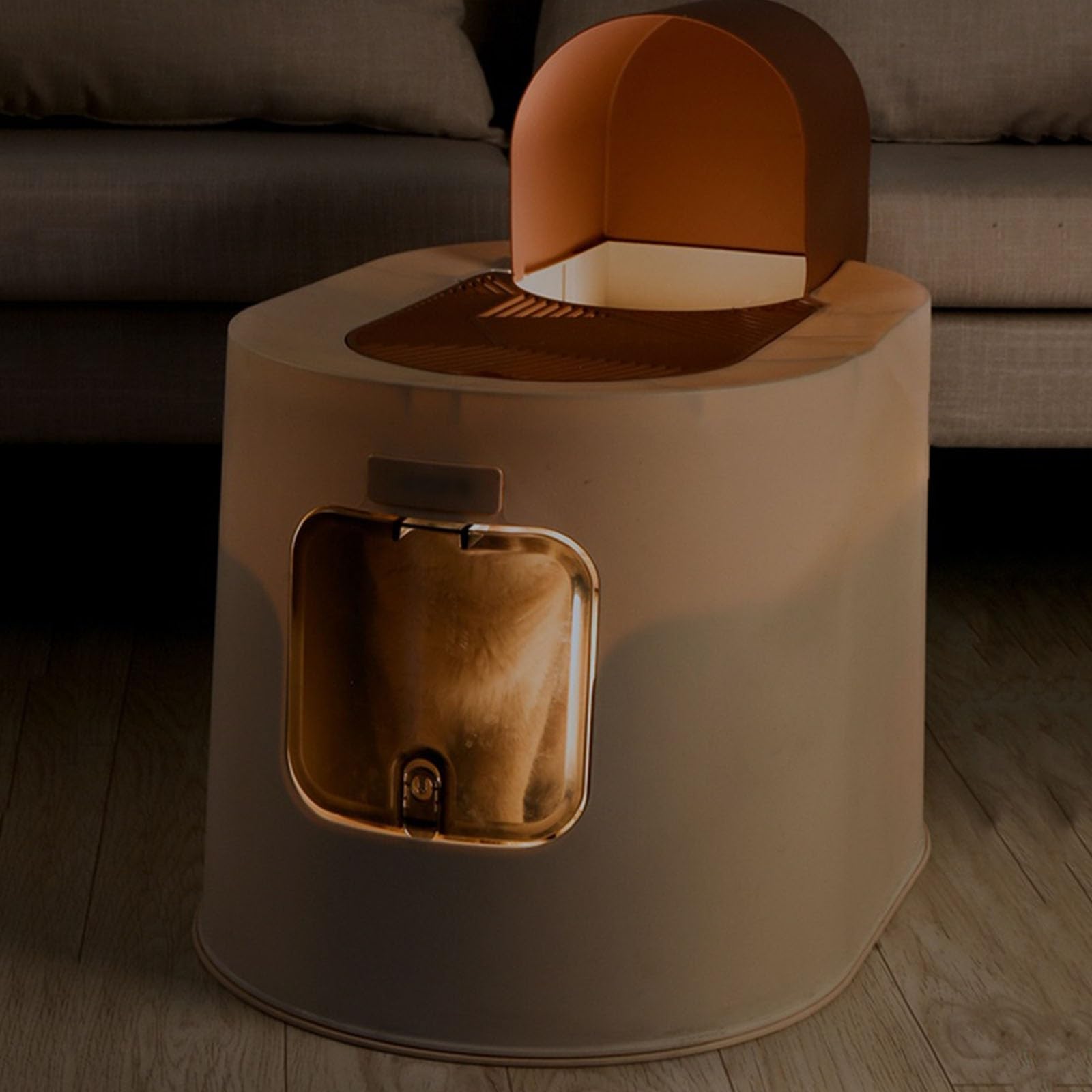 Exclusivo para Gatos y Perros Caja de Arena Grande for Gatos con Tapa, Bandeja for Cerrada y antisalpicaduras, Planta fácil Limpiar para Interiores(Blue)