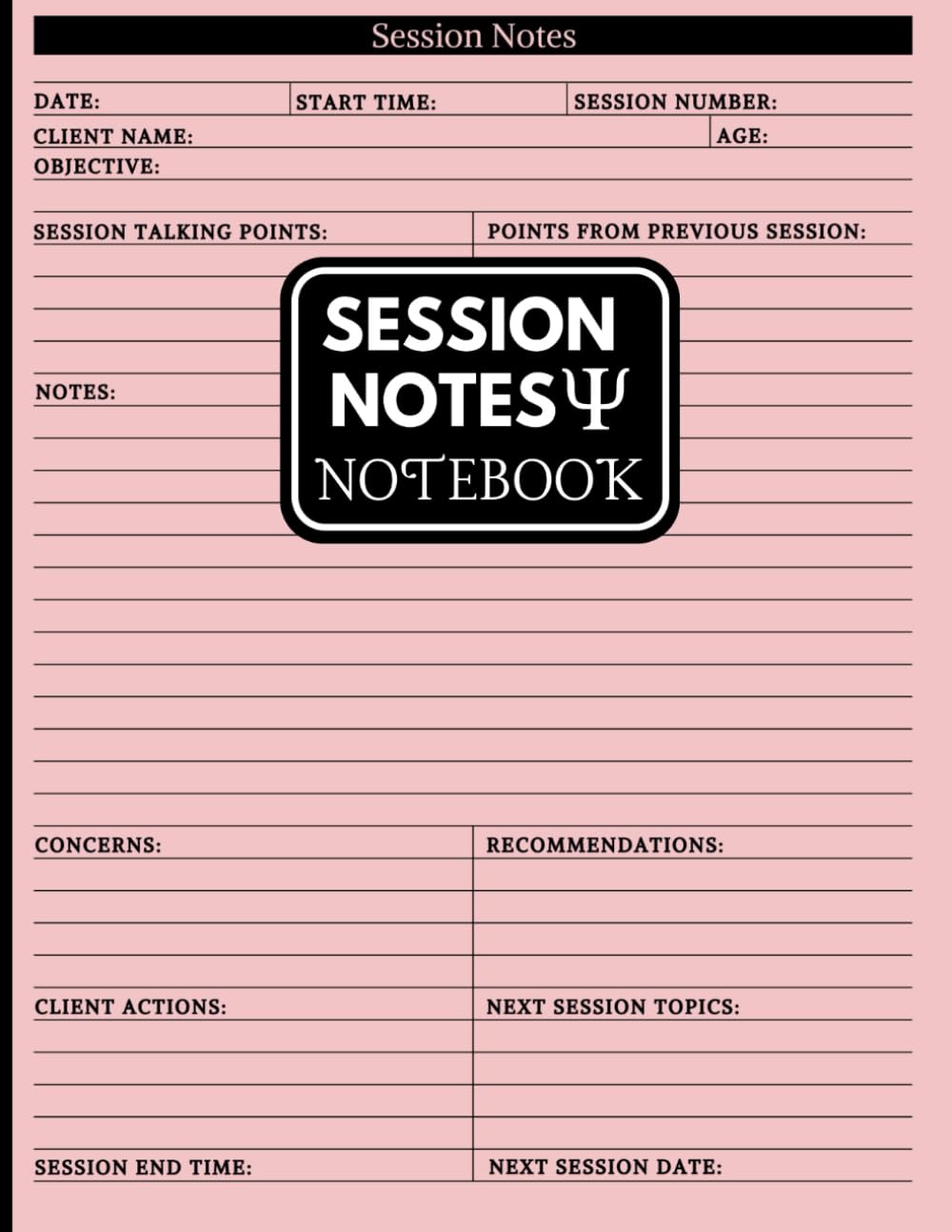 Session Notes Notebook for Therapists & Social Workers: Log book that Helps Mental Health Workers & Coaches to Plan, Organize & Monitor Client Counselling Sessions